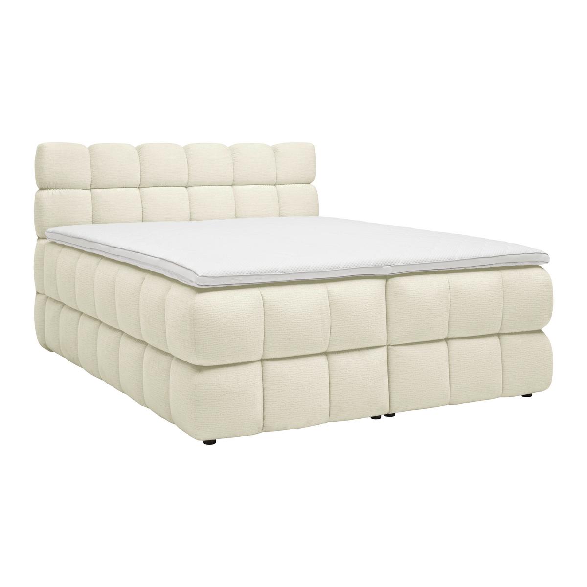 Boxspring posteľ BUBBLE BOX 180/200 cm, ecru - čierna/écru, Konventionell, kov/drevo (180/200cm) - Premium Living