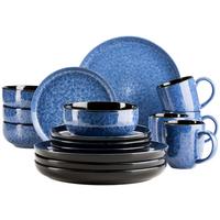 Kombiservice Flippa Steinzeug 4 Personen Geschirr Set - Blau, Trend, Keramik - Mäser