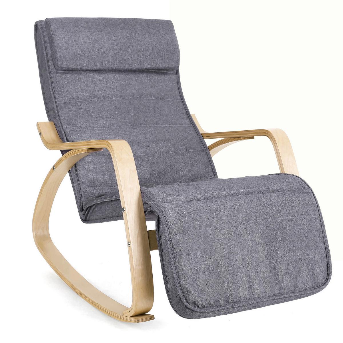 Relaxačné kreslo s vankúšom sivé - sivá/farba brezy, Basics, drevo/textil (121,5/84/67cm) - Boxxx