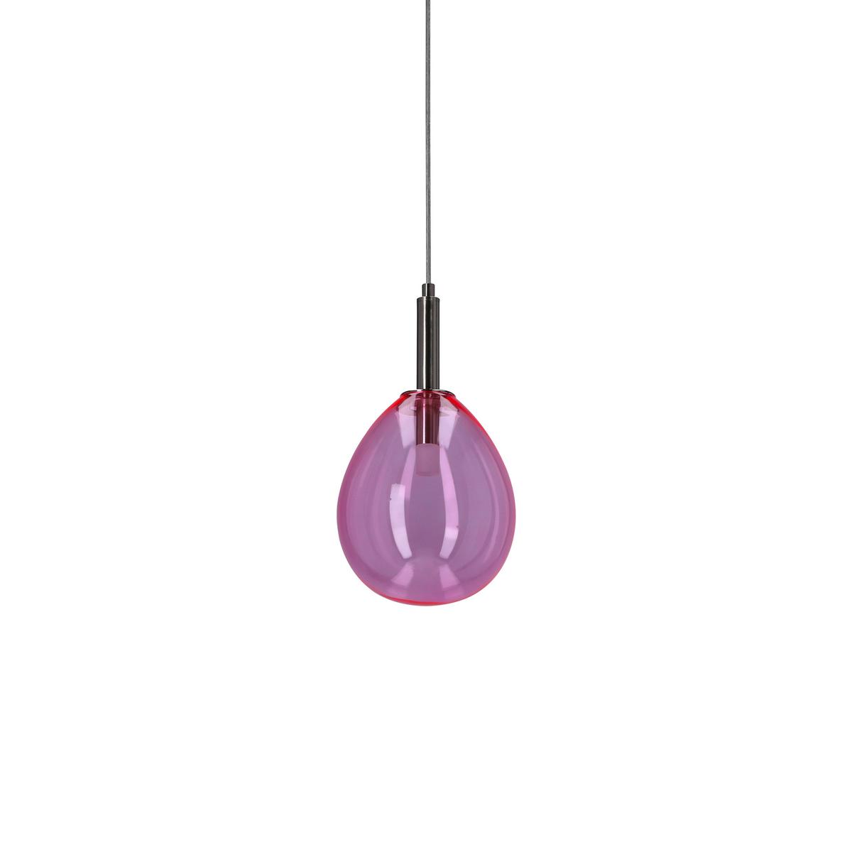 LED-Hängeleuchte 50133209 Lukka - Chromfarben/Pink, Design, Glas/Metall (18/18/115cm)