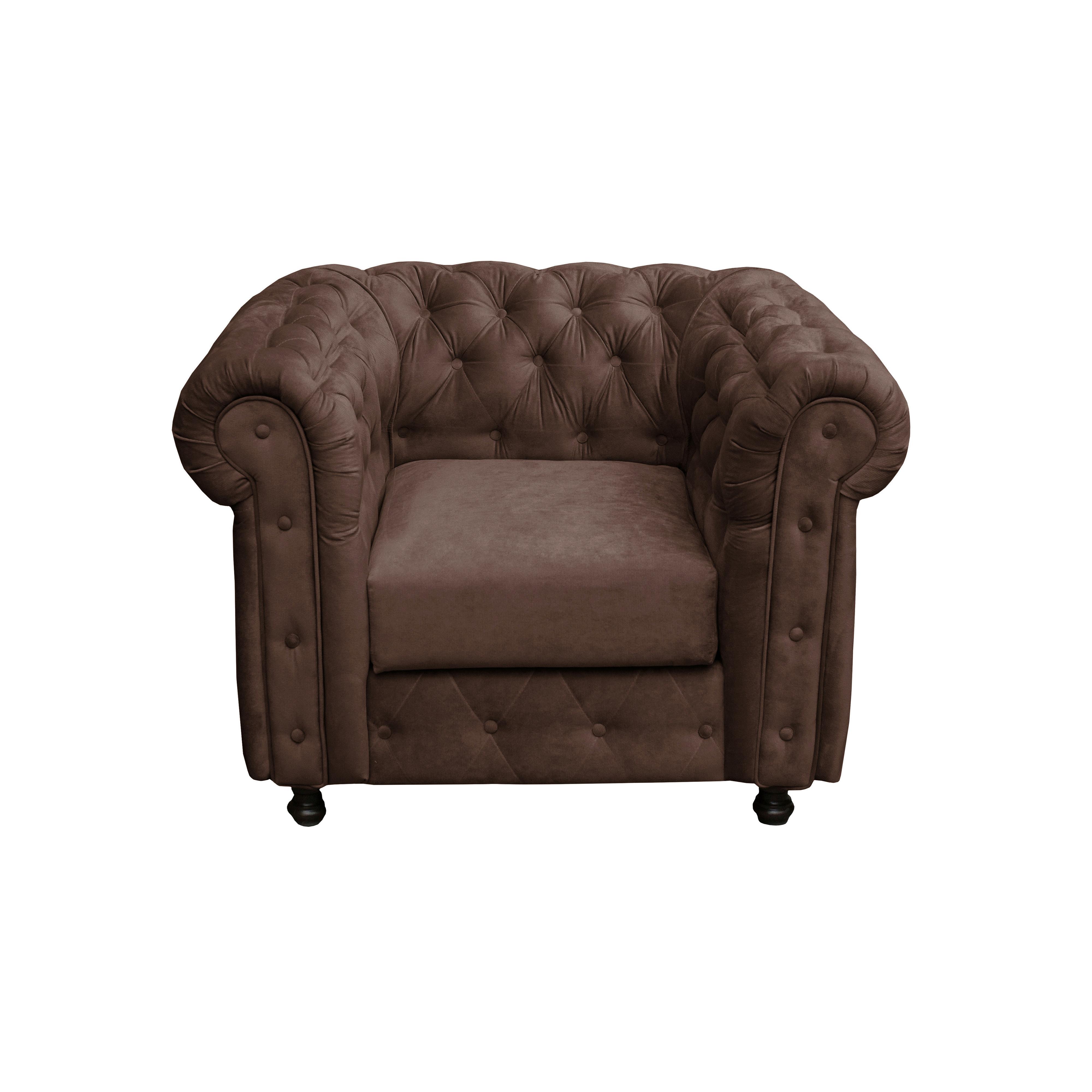 Chesterfield-sessel Cardiff Braun B: 110 Cm - Wengefarben/Braun, Basics, Holz/Textil (110/80/90cm) - P & B