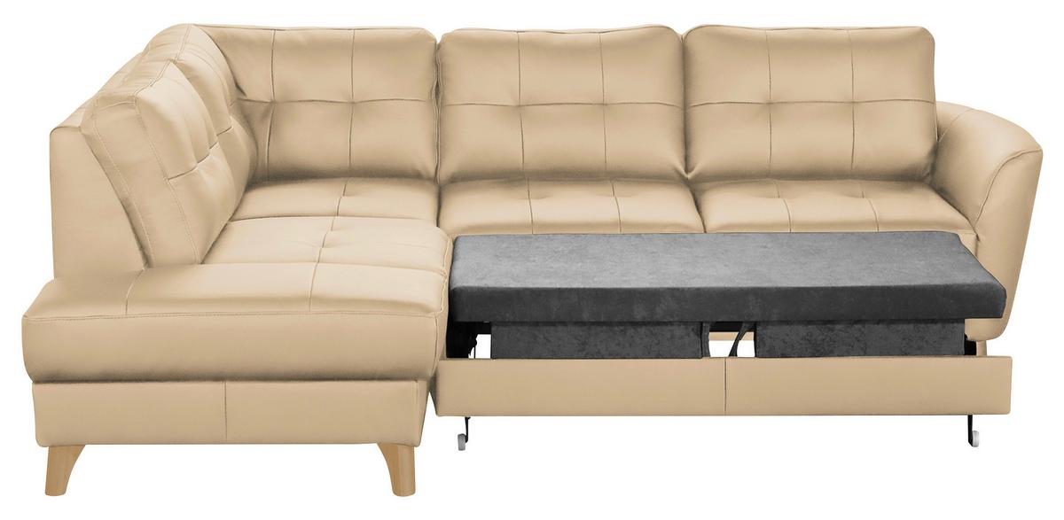 Ecksofa Nordic Beige S: 190x236 cm - Beige/Buchefarben, Design, Leder/Textil (190/236cm) - Livetastic
