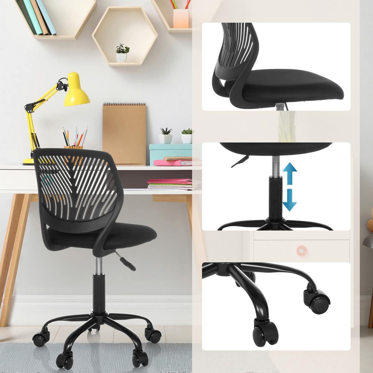Jugenddrehstuhl Kid QB Schwarz B: 51 cm - Schwarz, MODERN, Kunststoff/Textil (51/75 - 85/51cm) - MID.YOU