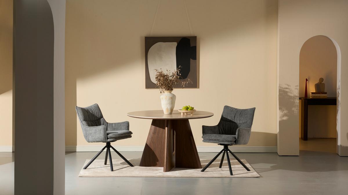 Armlehnstuhl Aria Grau/Schwarz B: 57 cm - Schwarz/Grau, MODERN, Holz/Textil (57/90/67cm) - Livetastic