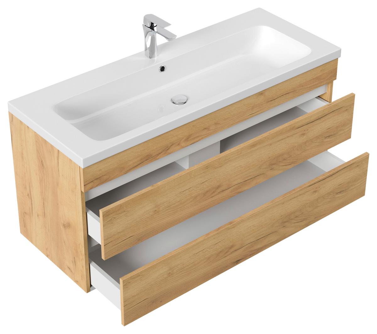 WASCHTISCHKOMBI Fellini Eichefarben B: 120cm - Eichefarben/Weiß, Basics, Holzwerkstoff/Stein (120cm) - MID.YOU
