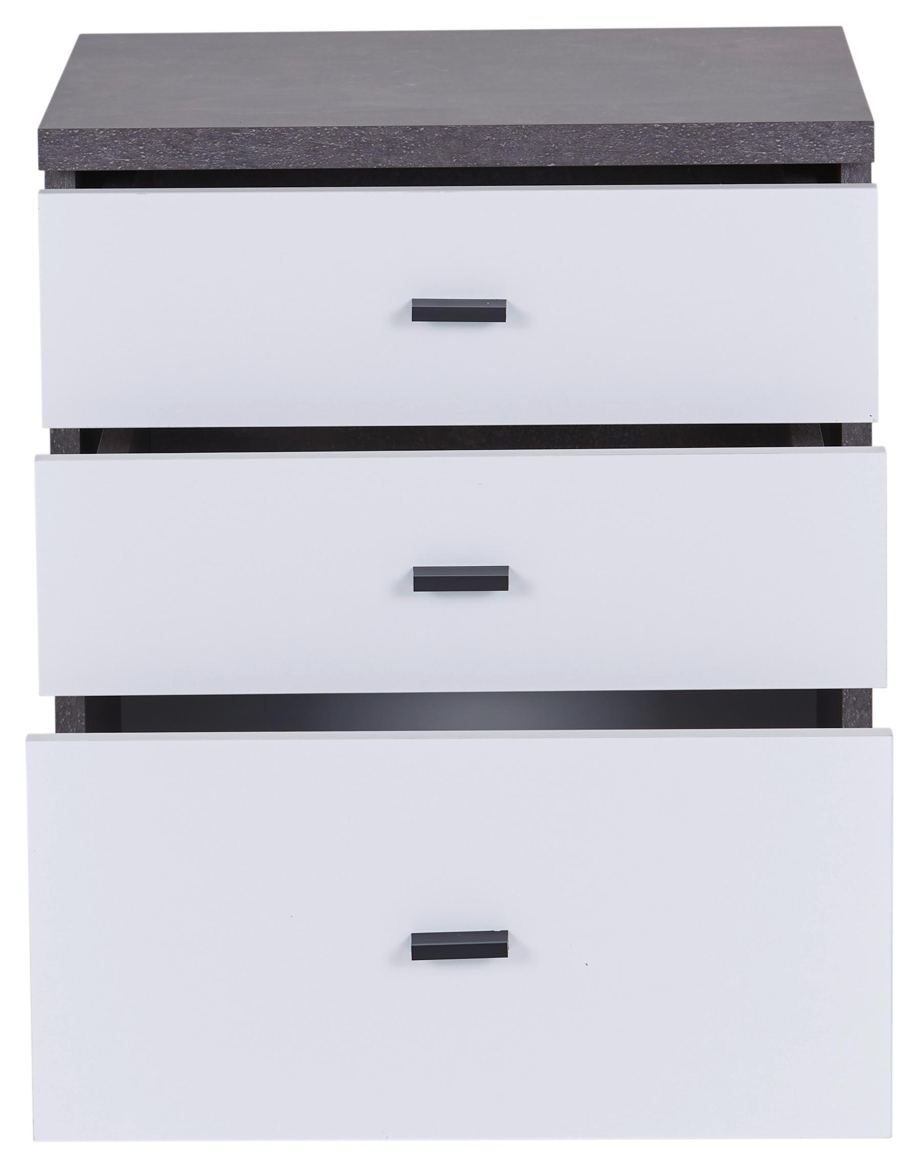 Rollcontainer Betonoptik /Weiß 4 You New 2 YUK 13 - Dunkelgrau/Weiß, MODERN, Holzwerkstoff (43/53/40cm)