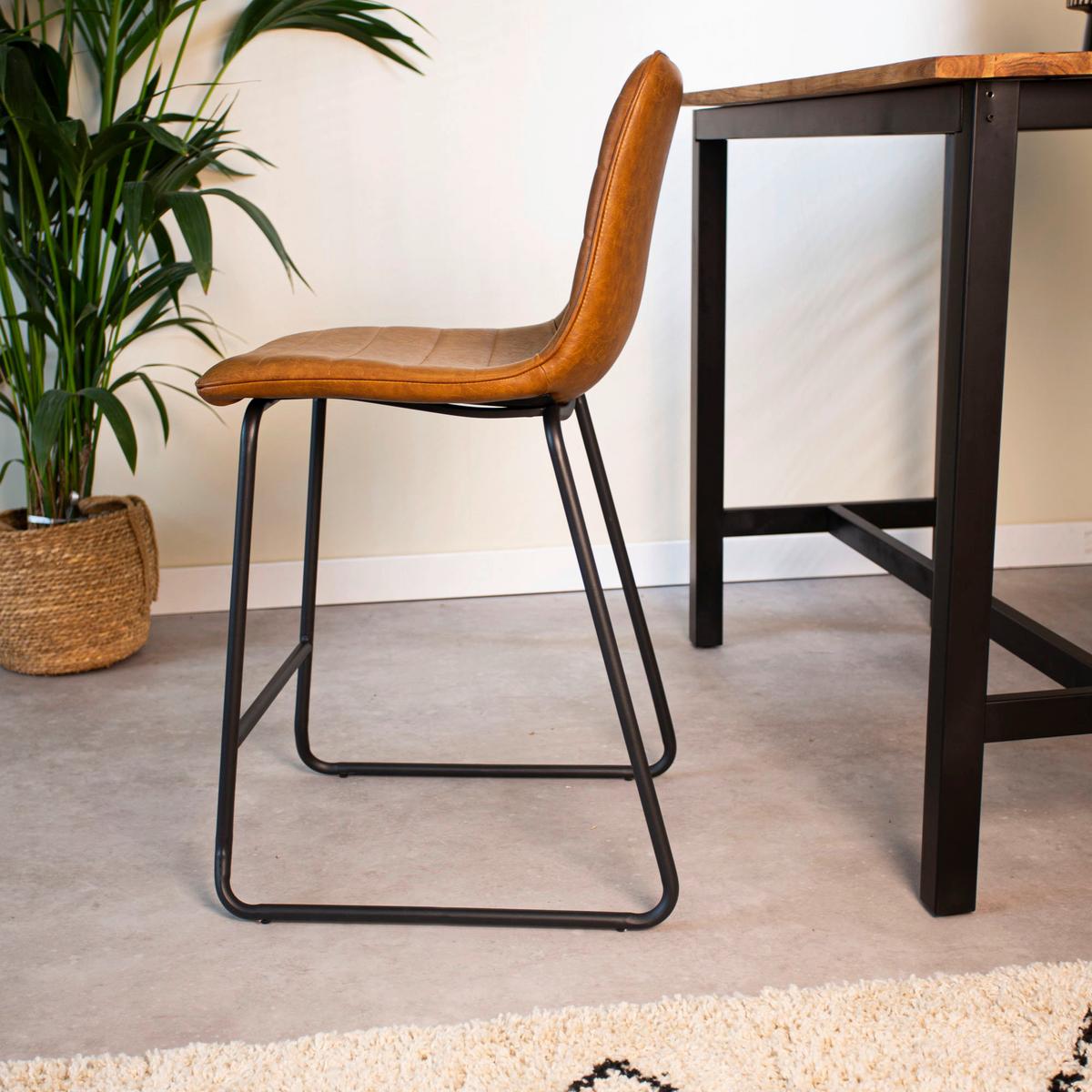 Barhocker-set Milan - Cognac/Schwarz, KONVENTIONELL, Kunststoff/Textil (49/98/54,5cm) - MID.YOU