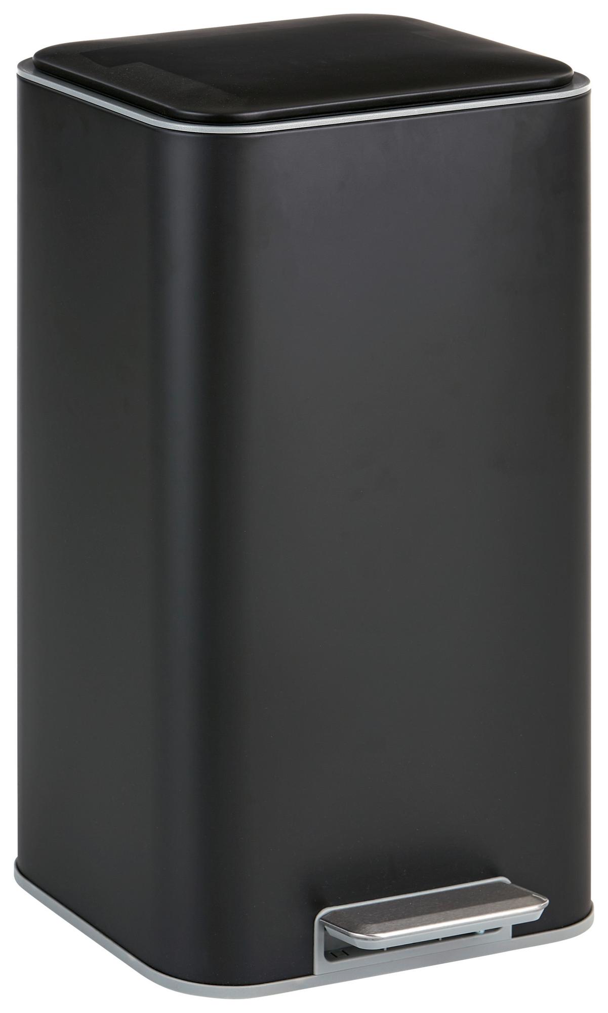 Treteimer Carlina 30 L Schwarz Metall, BxHxT: 32,5x61,9x31,8 cm - Schwarz, Basics, Kunststoff/Metall (32,5/61,9/31,8cm) - Luca Bessoni