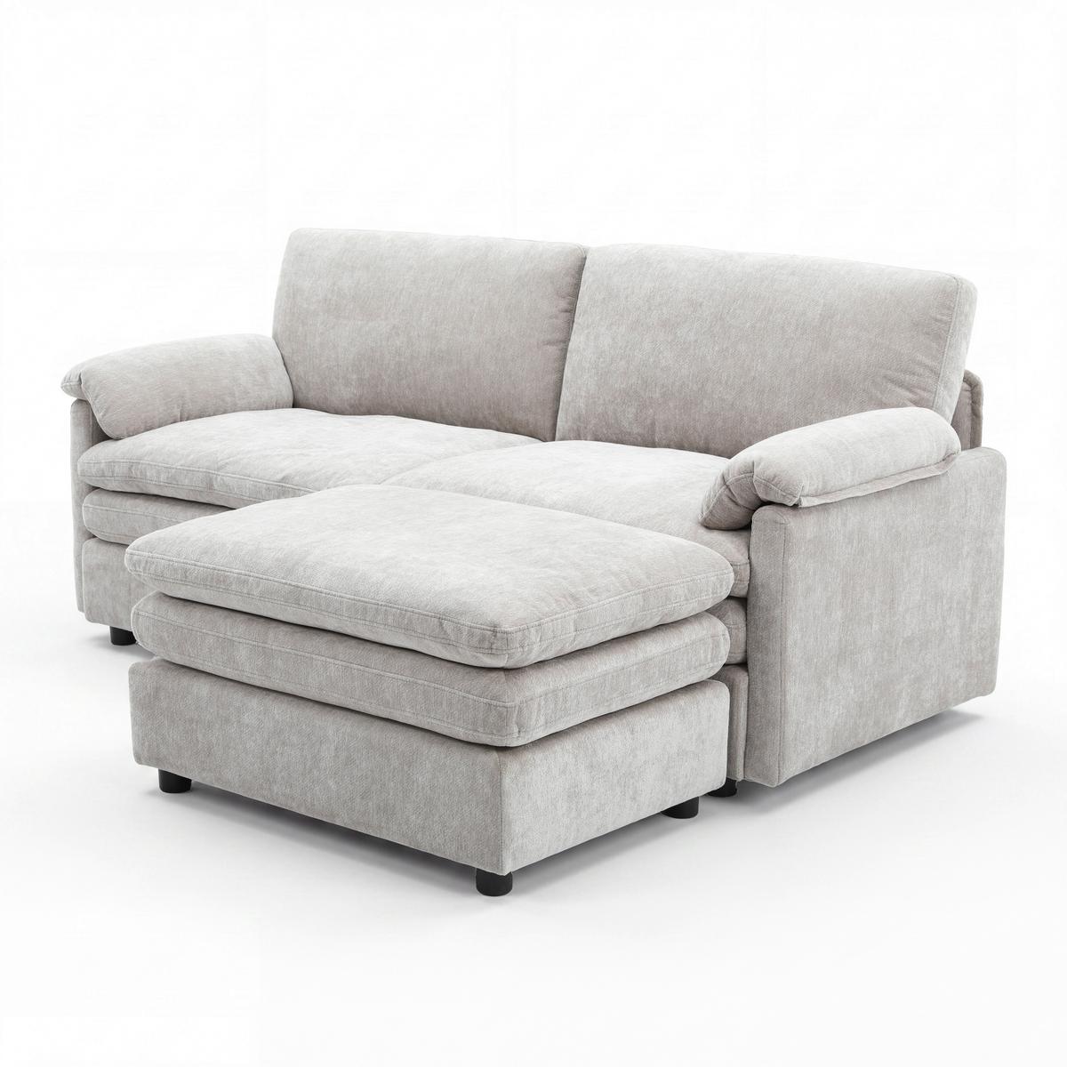 2-dielna súprava ALESSIA, sivá ženilka, max. 360 kg - čierna/sivá, Modern, drevo/textil (188/137cm) - Bessagi Home