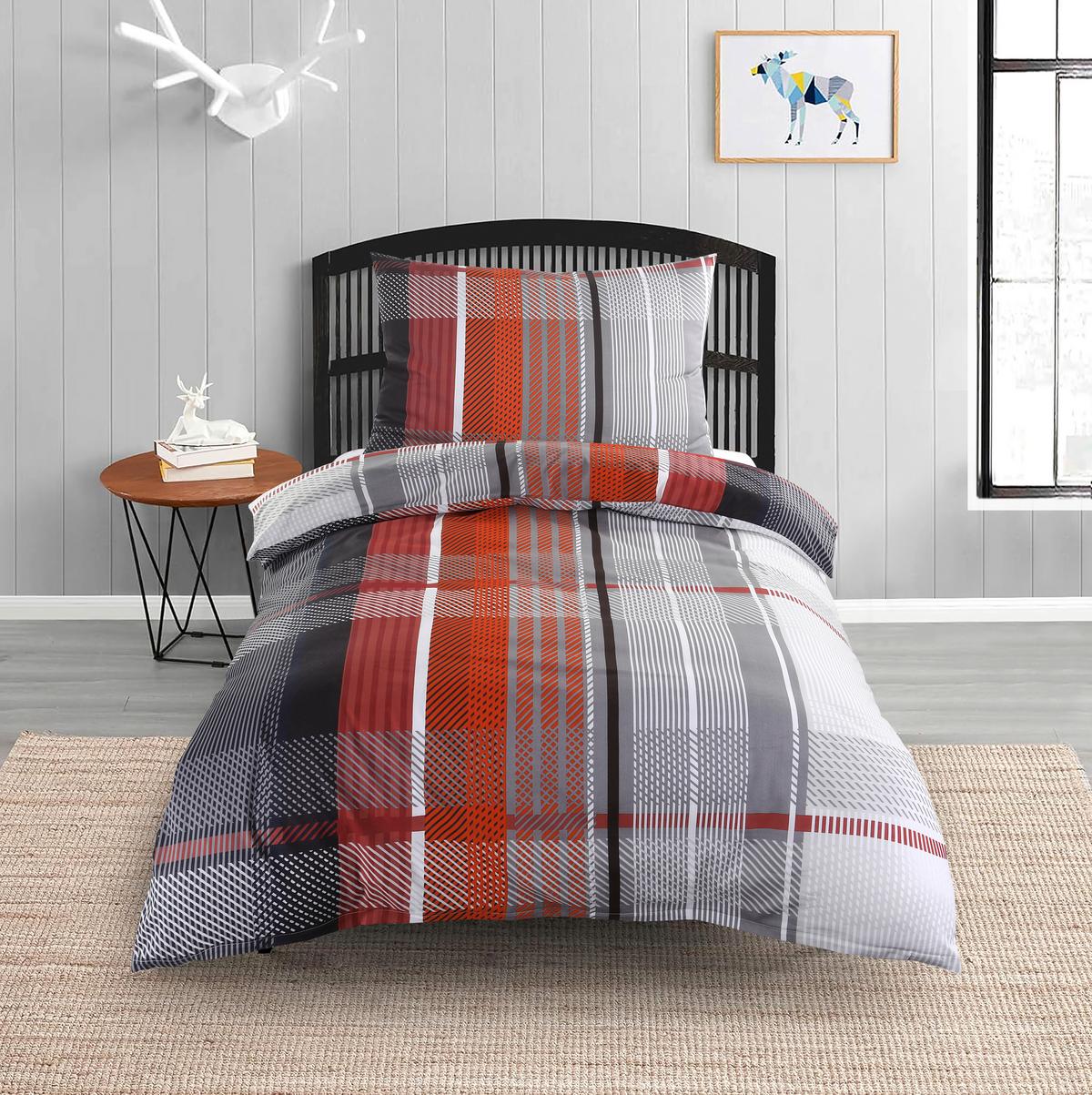 Ágyneműhuzat-garnitúra Ramona - világosszürke/sötétvörös, Modern, textil - Luca Bessoni