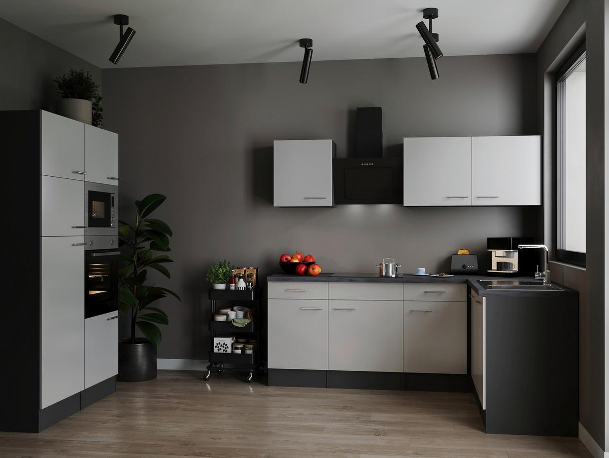 Eckküche Oliver Grau, Weiß S: 340x172cm - Weiß/Grau, Design, Holzwerkstoff (340cm) - Respekta