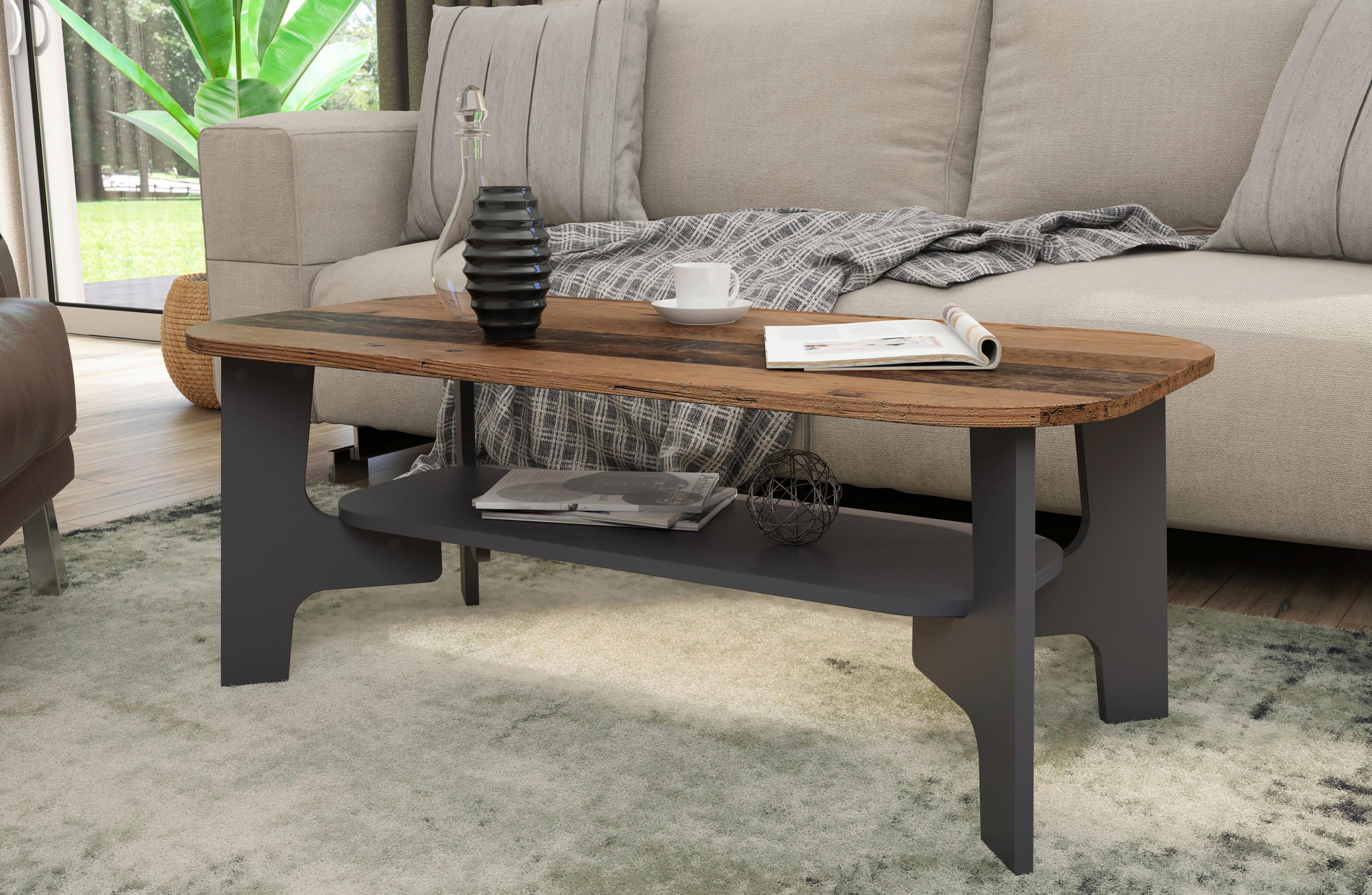 Couchtisch Jonny Graphitfarben/alteiche Dekor - Alteiche/Graphitfarben, KONVENTIONELL, Holzwerkstoff (110/55/42,5cm) - MID.YOU