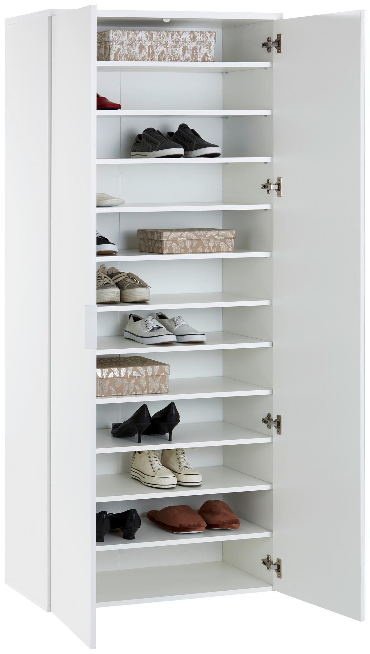 Schuhschrank Weiß Mit Spiegeltür B: 80 Cm - Weiß, MODERN, Holzwerkstoff (80/190/38cm)