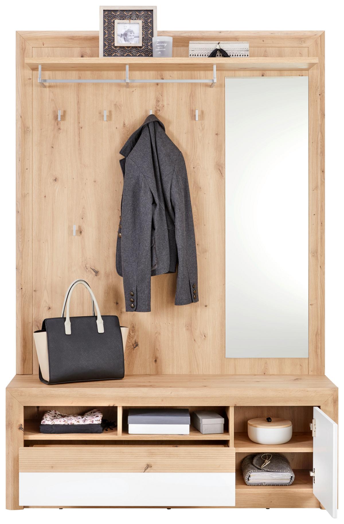 Garderoben-set Kashmir New Weiß/eiche Dekor 2-Tlg. - Eichefarben/Weiß, MODERN, Holzwerkstoff (190/192/41cm) - James Wood