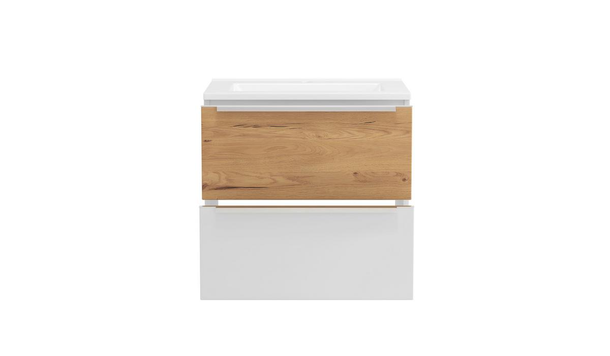 BADEZIMMER Verona Weiß/Wildeiche B: 60cm - Wildeiche/Weiß, Trend, Glas/Holzwerkstoff (60cm) - Held
