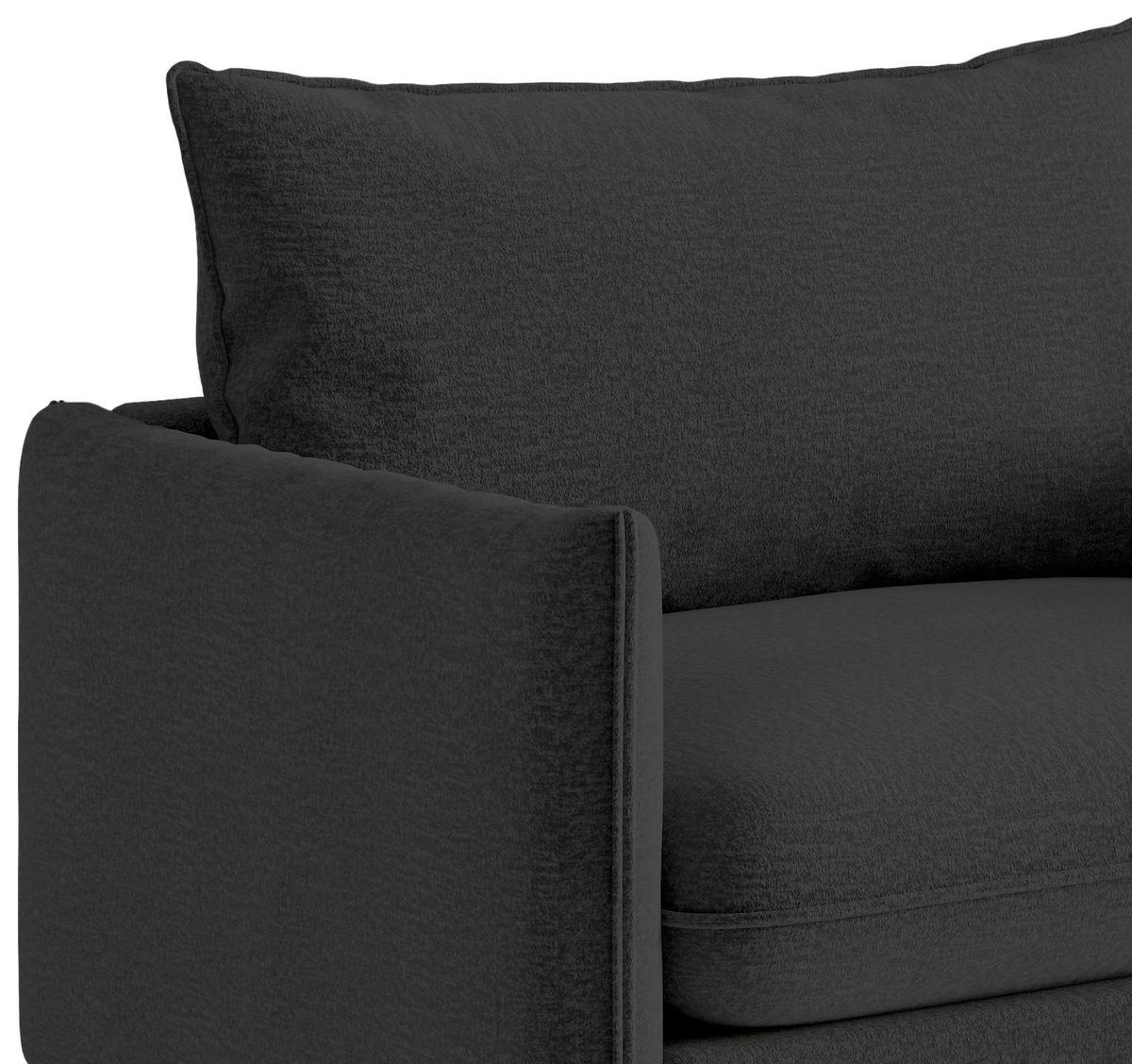 Sitzgarnitur Samos Dunkelgrau B: 215 cm - Dunkelgrau/Schwarz, Design, Textil (215/85/92cm) - Livetastic