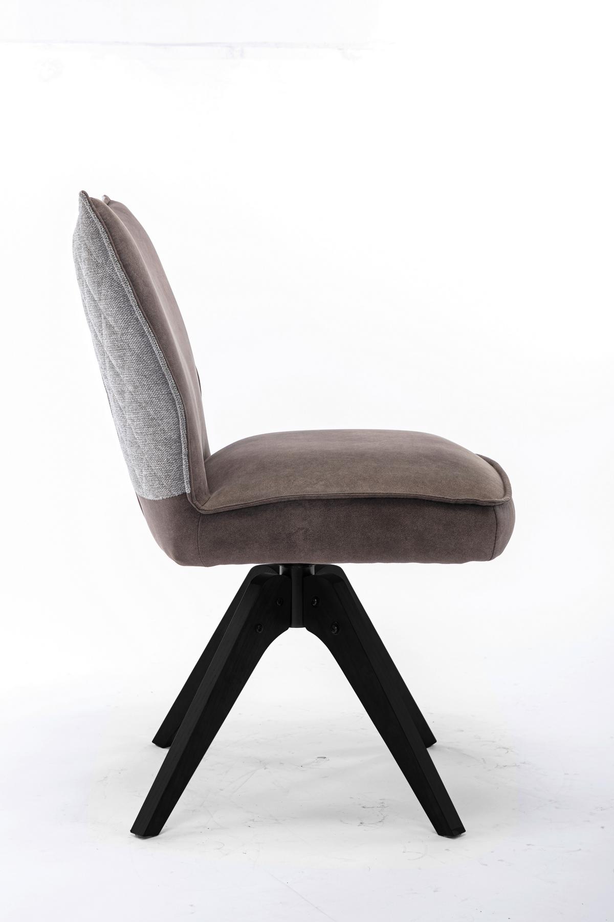 Stuhl Fulton Braun, Grau Beine Schwarz, B: 52 cm - Schwarz/Braun, Design, Holz/Textil (52/85/62cm) - Livetastic