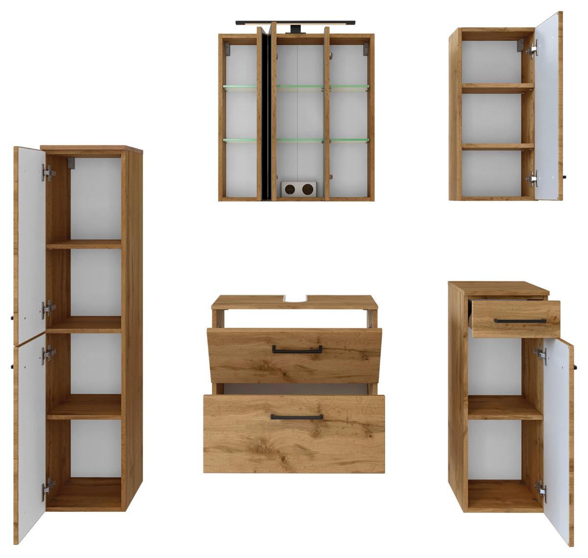 Badmöbel-Set Manchester B: 120 cm Eiche Wotan Dekor - Eichefarben, MODERN, Holzwerkstoff (120cm) - Held