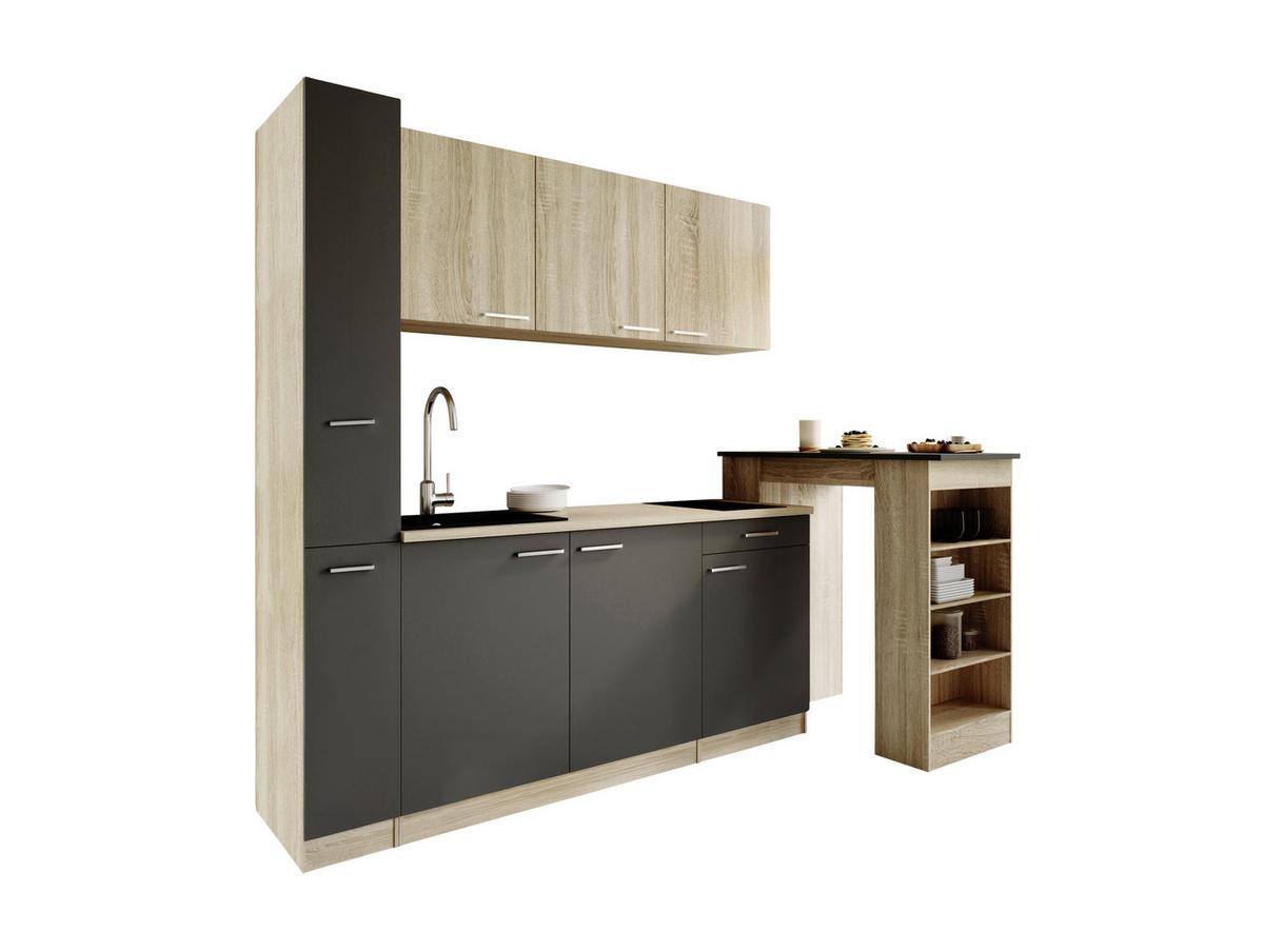 KÜCHENBLOCK Ingrid, Grau B: 180 cm - Eichefarben/Grau, Design, Holzwerkstoff (180cm) - Respekta