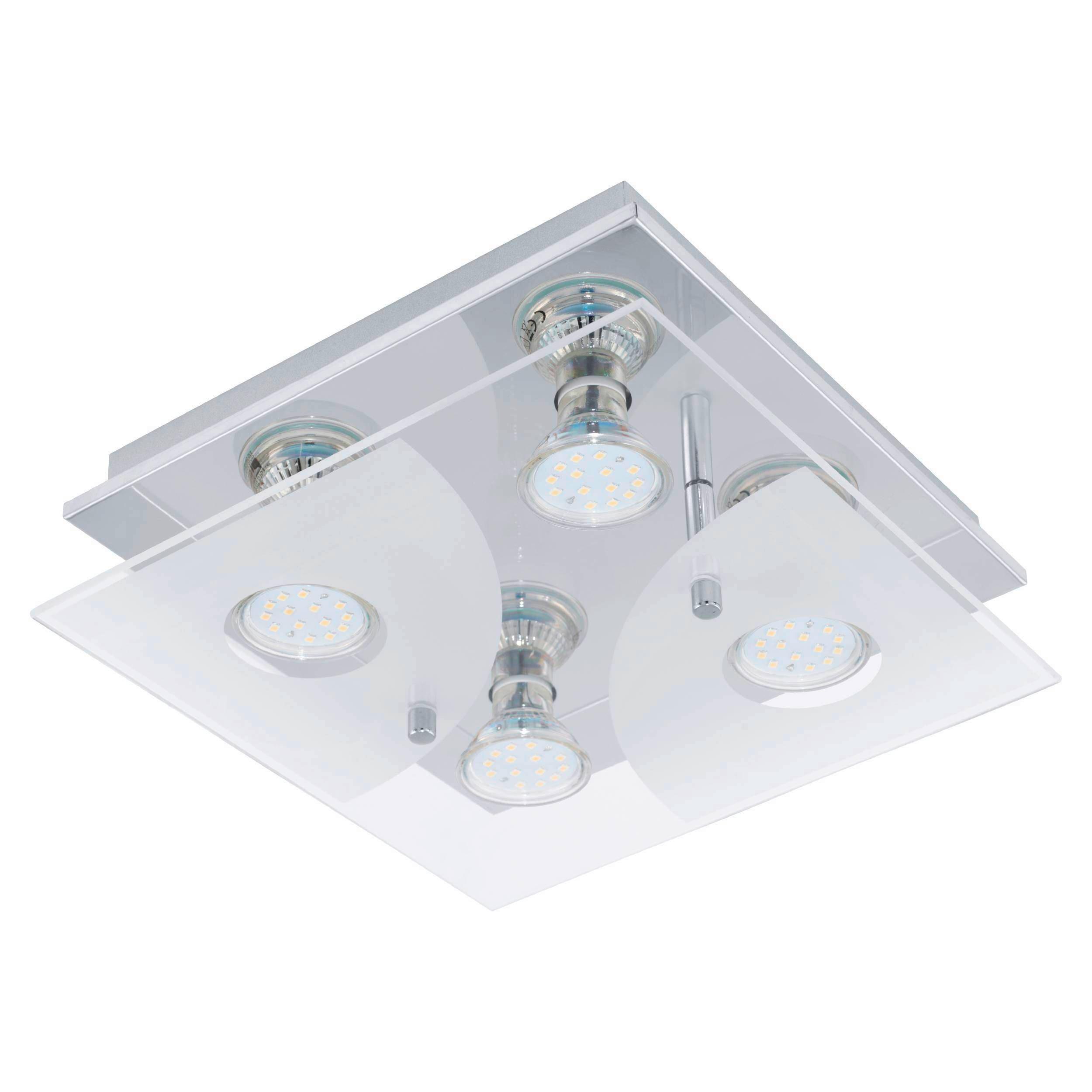 LED-Deckenleuchte Cabi L: 25 cm 4-Flammig - Chromfarben/Weiß, Basics, Glas/Metall (25/25/8,5cm)
