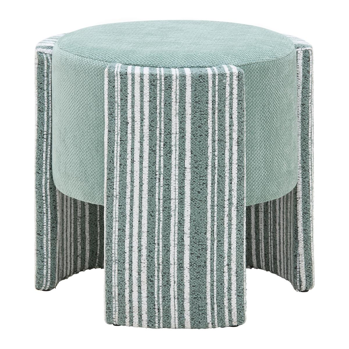 Taburet ROMY, zeleno-bílá žinylka - bílá/zelená, Lifestyle, kompozitní dřevo/textil (40/39cm) - Mömax