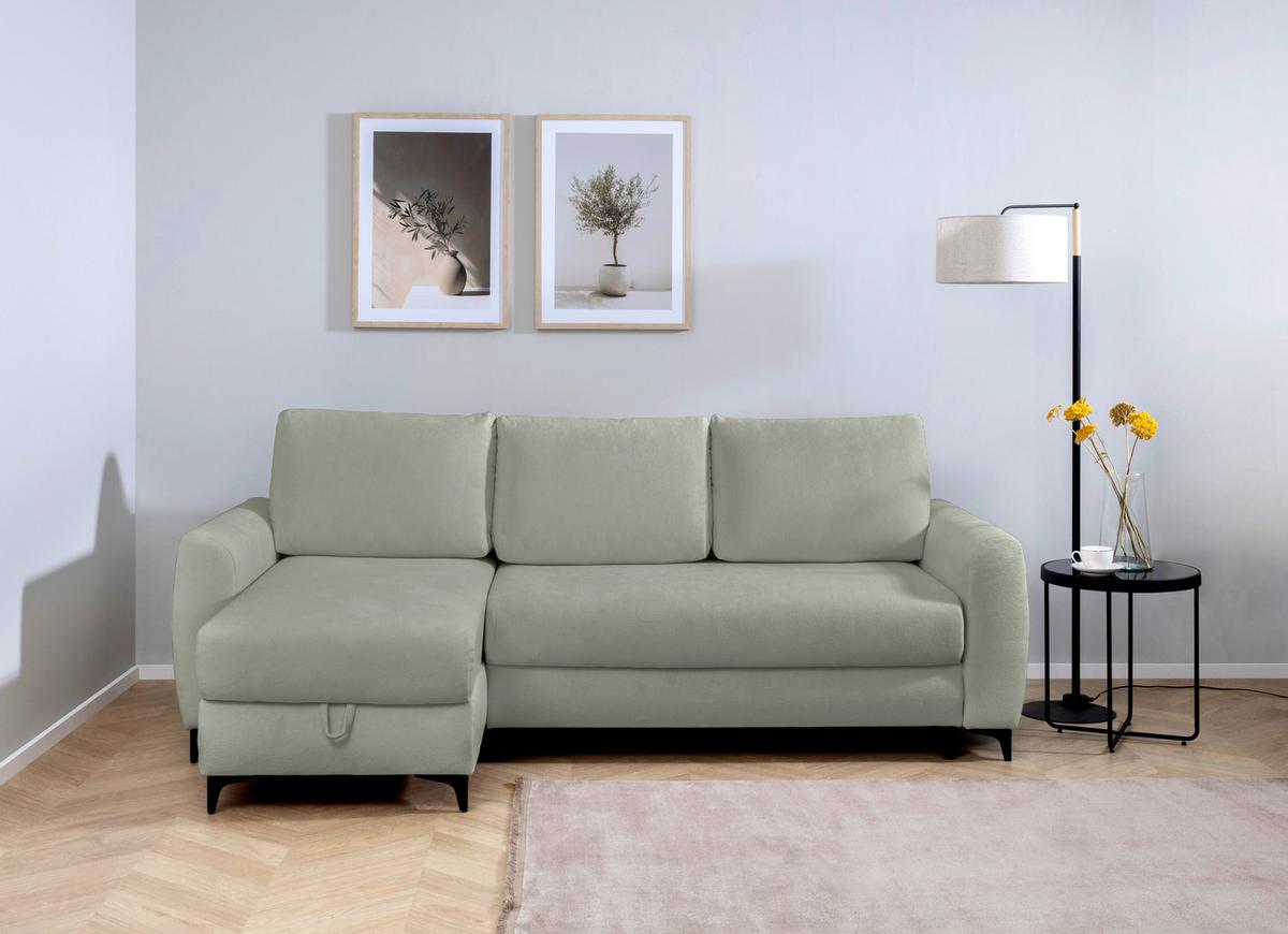 Ecksofa Moli, Grau S: 236x148 cm - Schwarz/Grau, Design, Textil (236/148cm) - MID.YOU