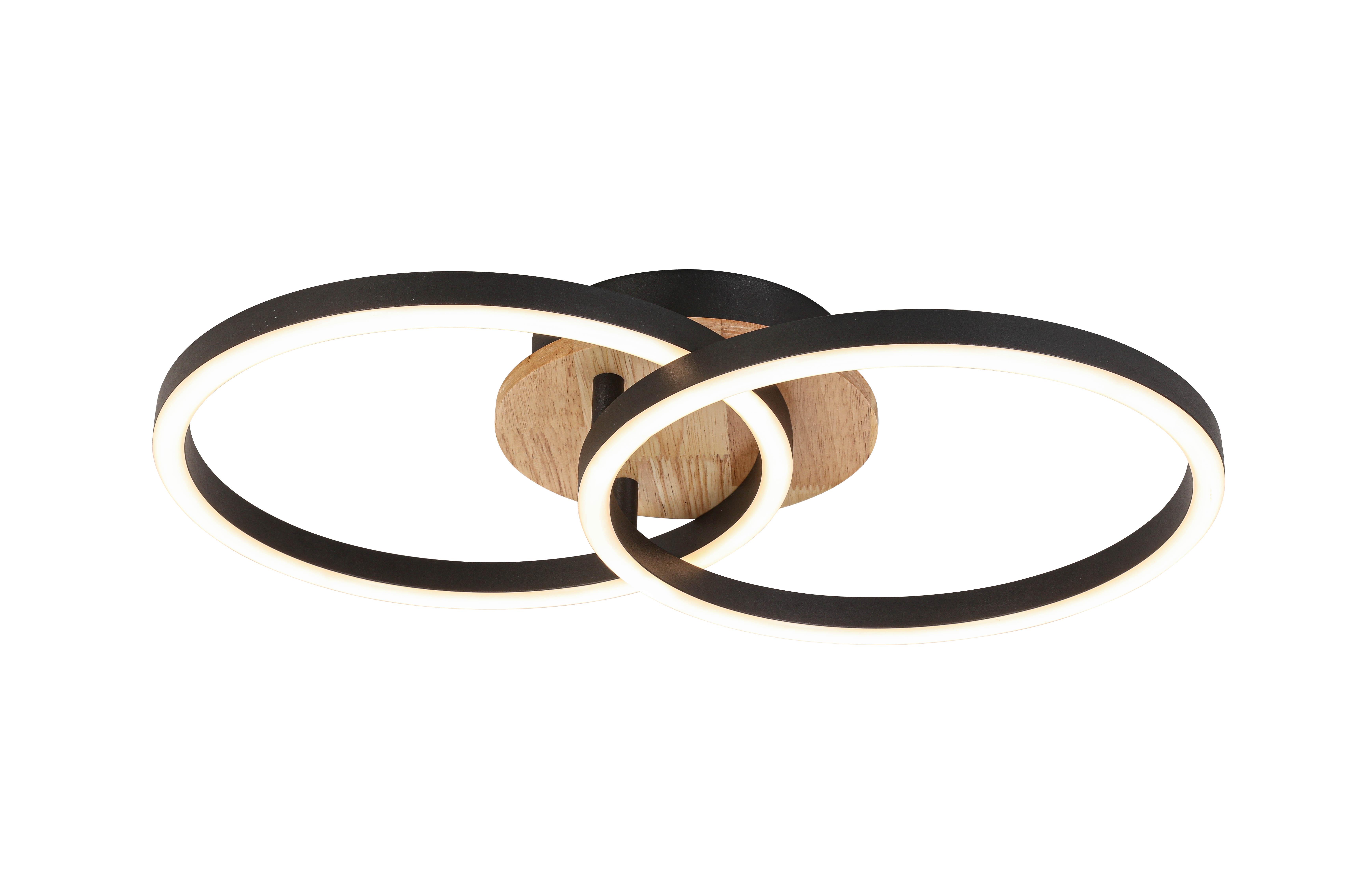 LED-Deckenleuchte Karo - Eichefarben/Schwarz, MODERN, Holz/Kunststoff (50/30/8,5cm) - Luca Bessoni