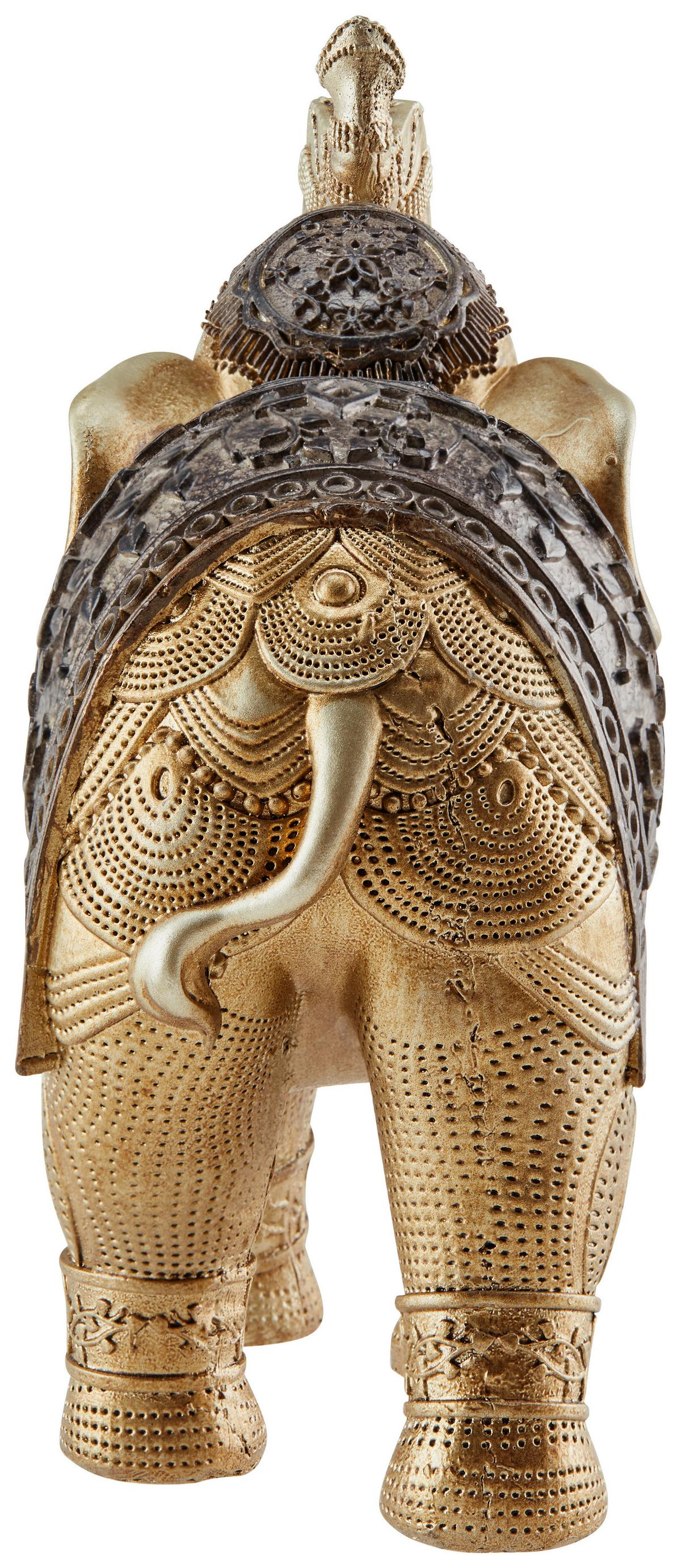 Dekofigur Elefant H: 14,5 cm Kunststoff für In- & Outdoor - Goldfarben/Braun, LIFESTYLE, Kunststoff (16/7/14,5cm) - Luca Bessoni