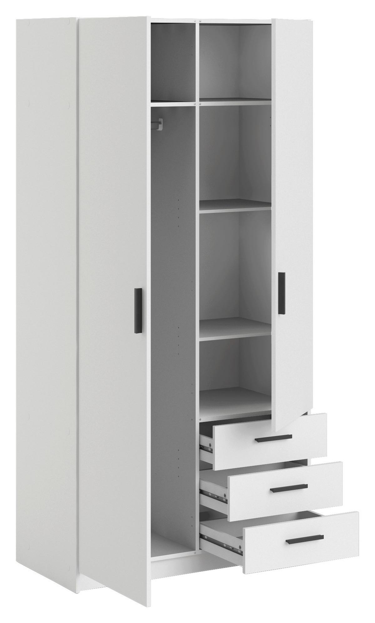 Kleiderschrank Sprint, Weiß, B: 98,5 Cm - Weiß, Basics, Holzwerkstoff (98,5ml) - MID.YOU