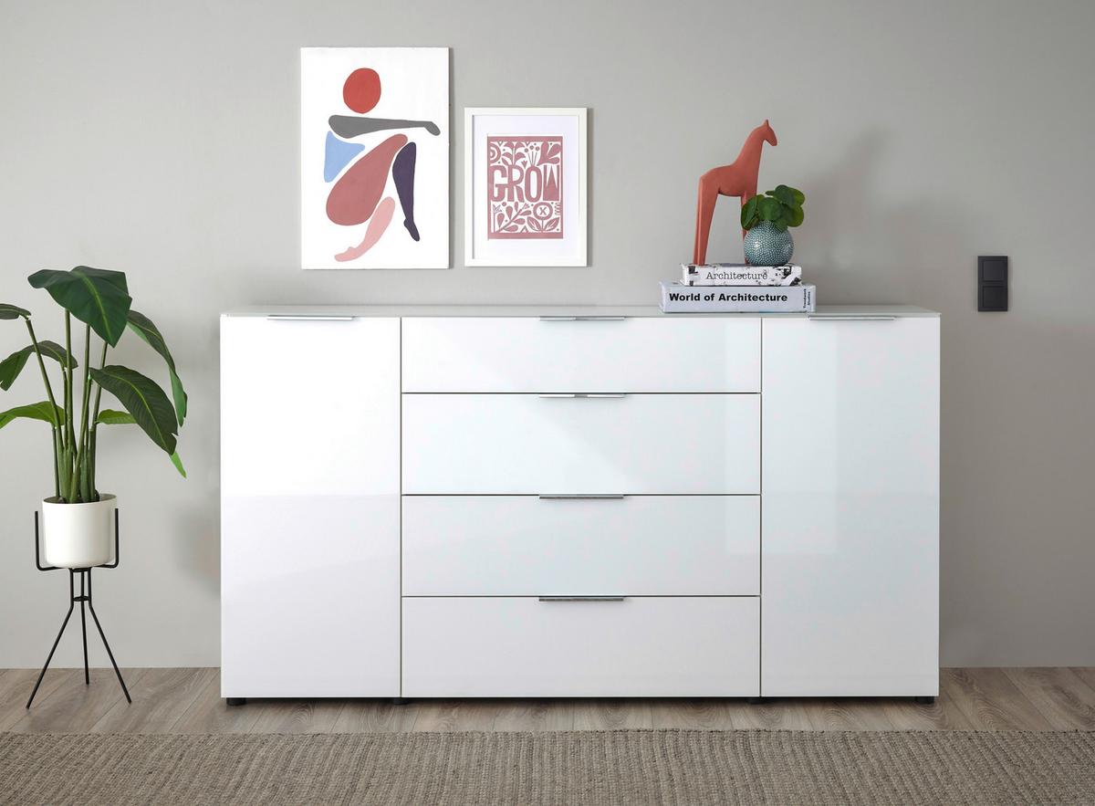 ŠIROKÁ KOMODA SIENA -EXKLUSIV- - čierna/biela, Modern, kov/kompozitné drevo (180/99/40cm) - Mömax