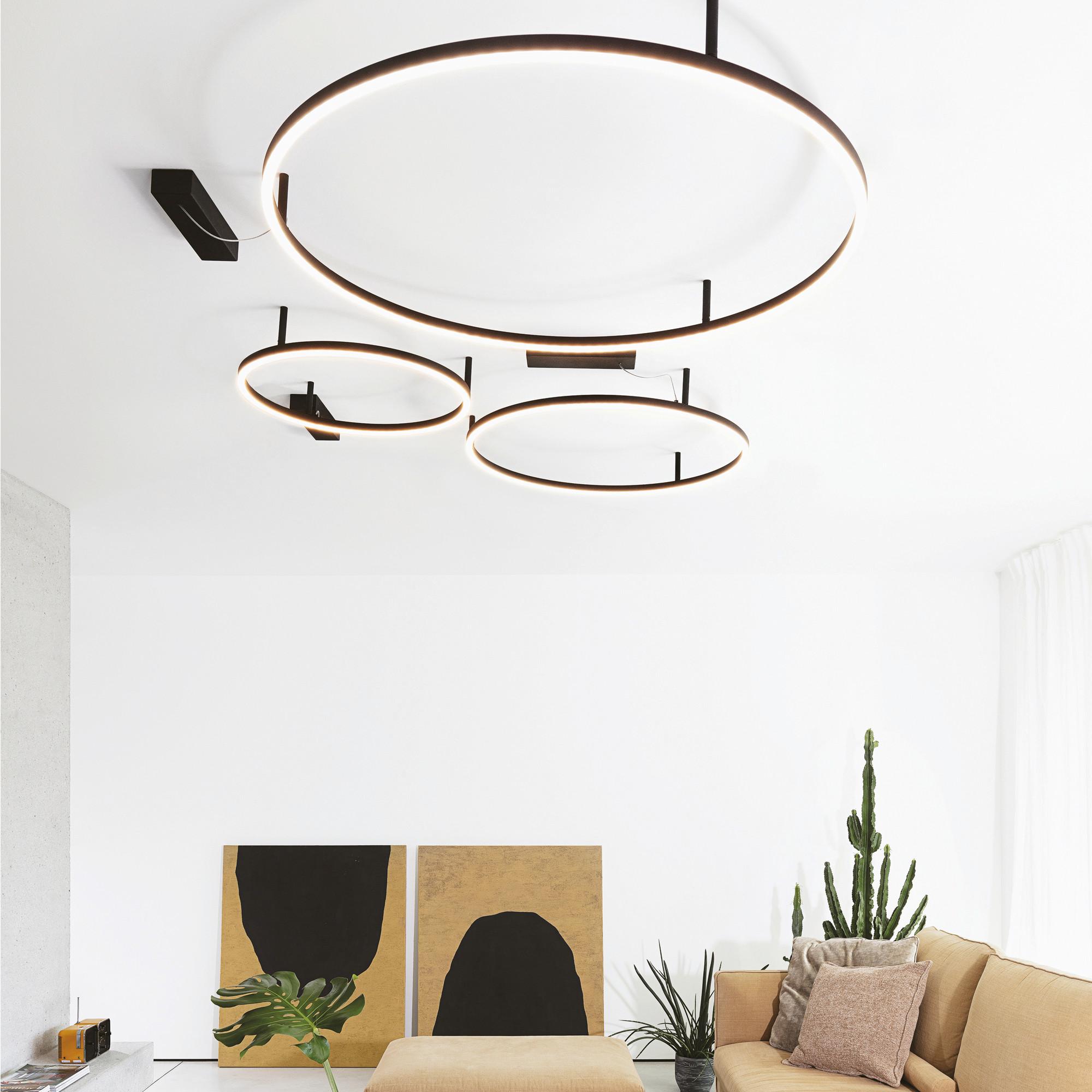 Led-deckenleuchte Oracle Slim Schwarz D: 70 Cm - Schwarz, Design, Kunststoff/Metall (70/7cm) - Ideal Lux