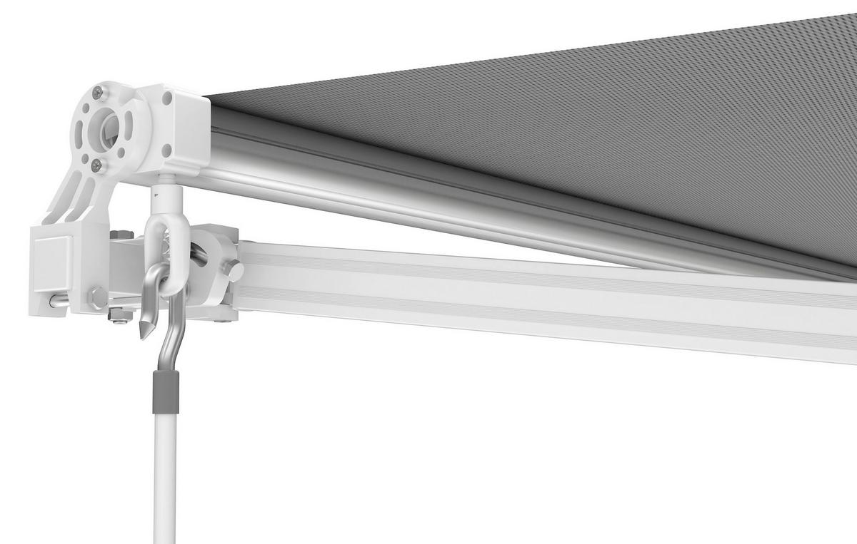 Gelenkarmmarkise 300x200 cm Grau/Weiß, Decken-/Wandmontage - Weiß/Grau, Basics, Textil (300/200cm) - Schwöller