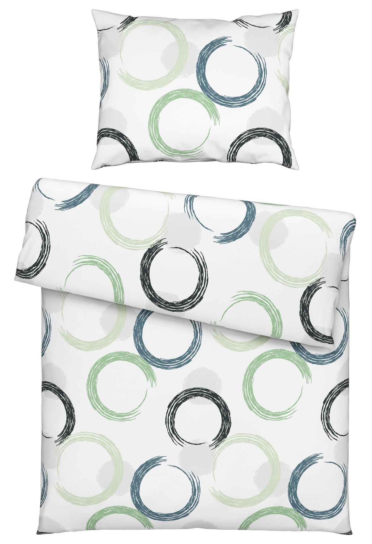 Ágyneműhuzat-garnitúra Charlene - mentazöld/fehér, Modern, textil - Luca Bessoni