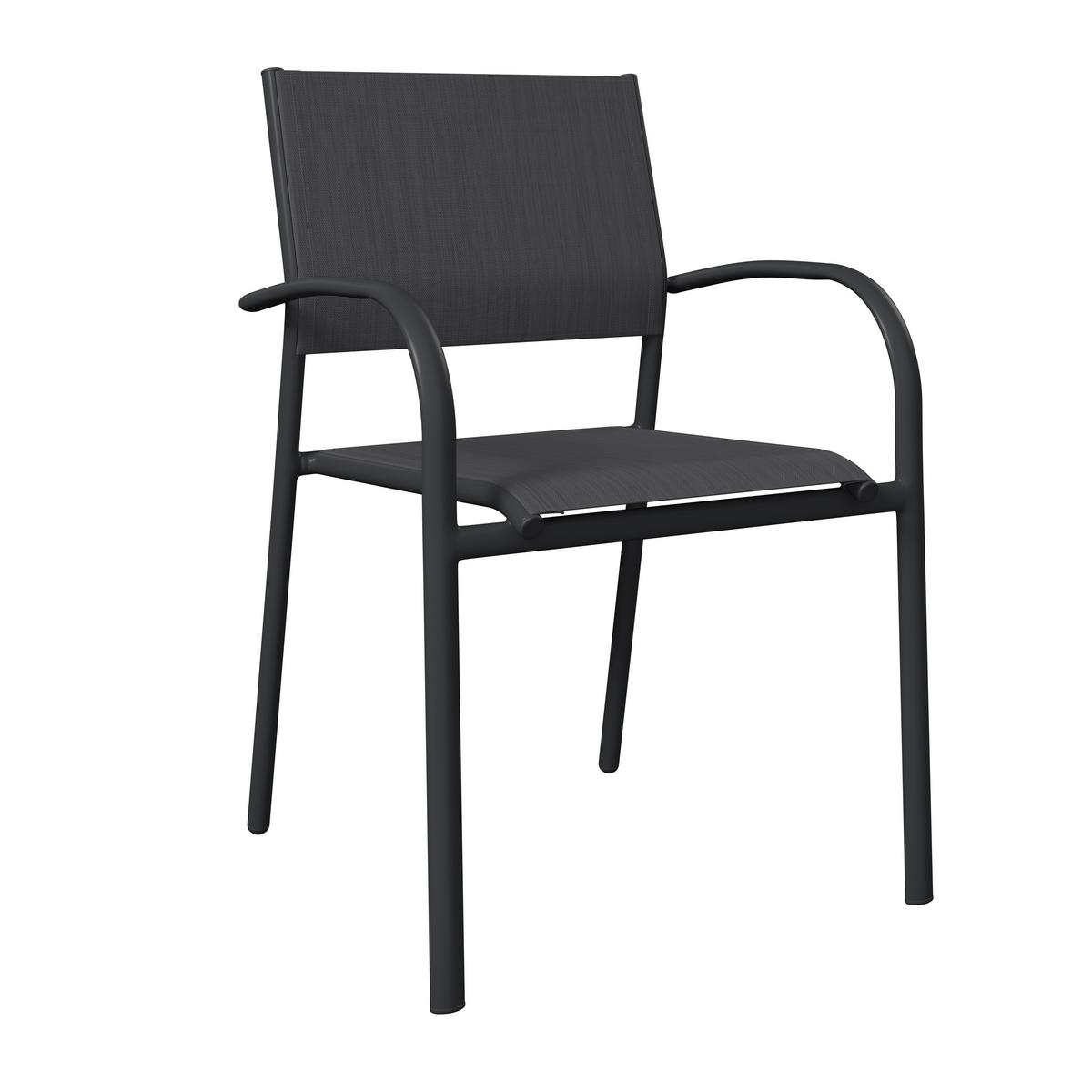 Gartensessel Paris - Anthrazit/Schwarz, MODERN, Textil/Metall (57/85/57cm) - Beldano