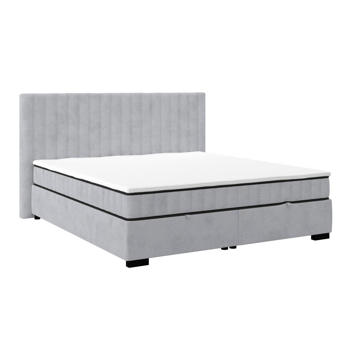Boxbett Maya inkl. Bettkasten Grau 180x220 cm - Schwarz/Grau, MODERN, Holz/Holzwerkstoff (180/220cm)