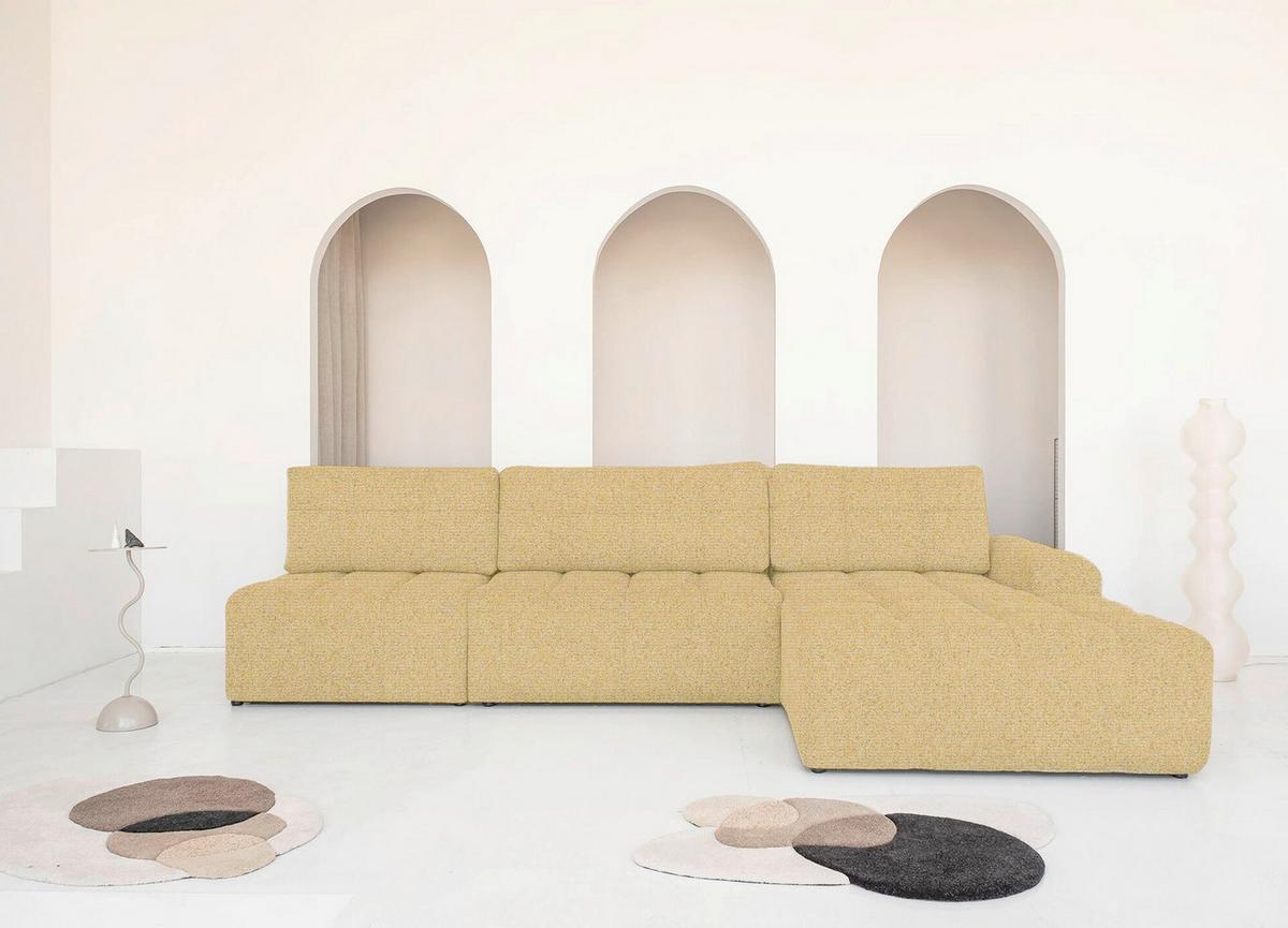 Ecksofa Lulu Gelb S: 338x184cm - Gelb/Schwarz, Design, Textil (338/184cm) - MID.YOU