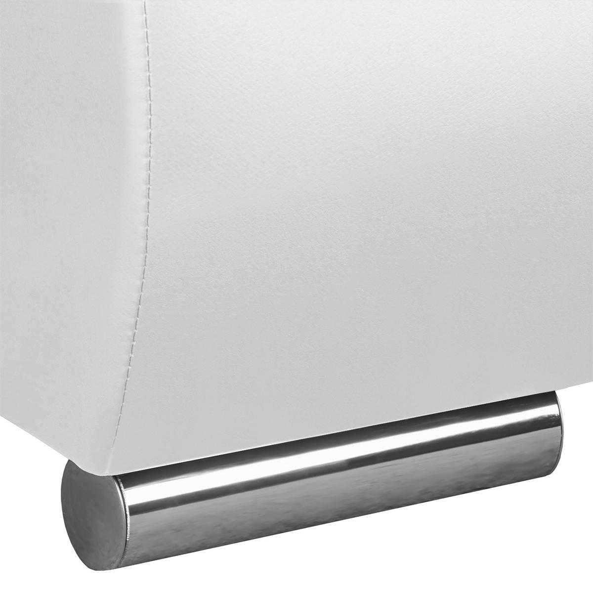 Ecksofa Acra Grau, Weiß B: 266x175 Cm - Chromfarben/Schwarz, Design, Textil (266/175cm) - Livetastic