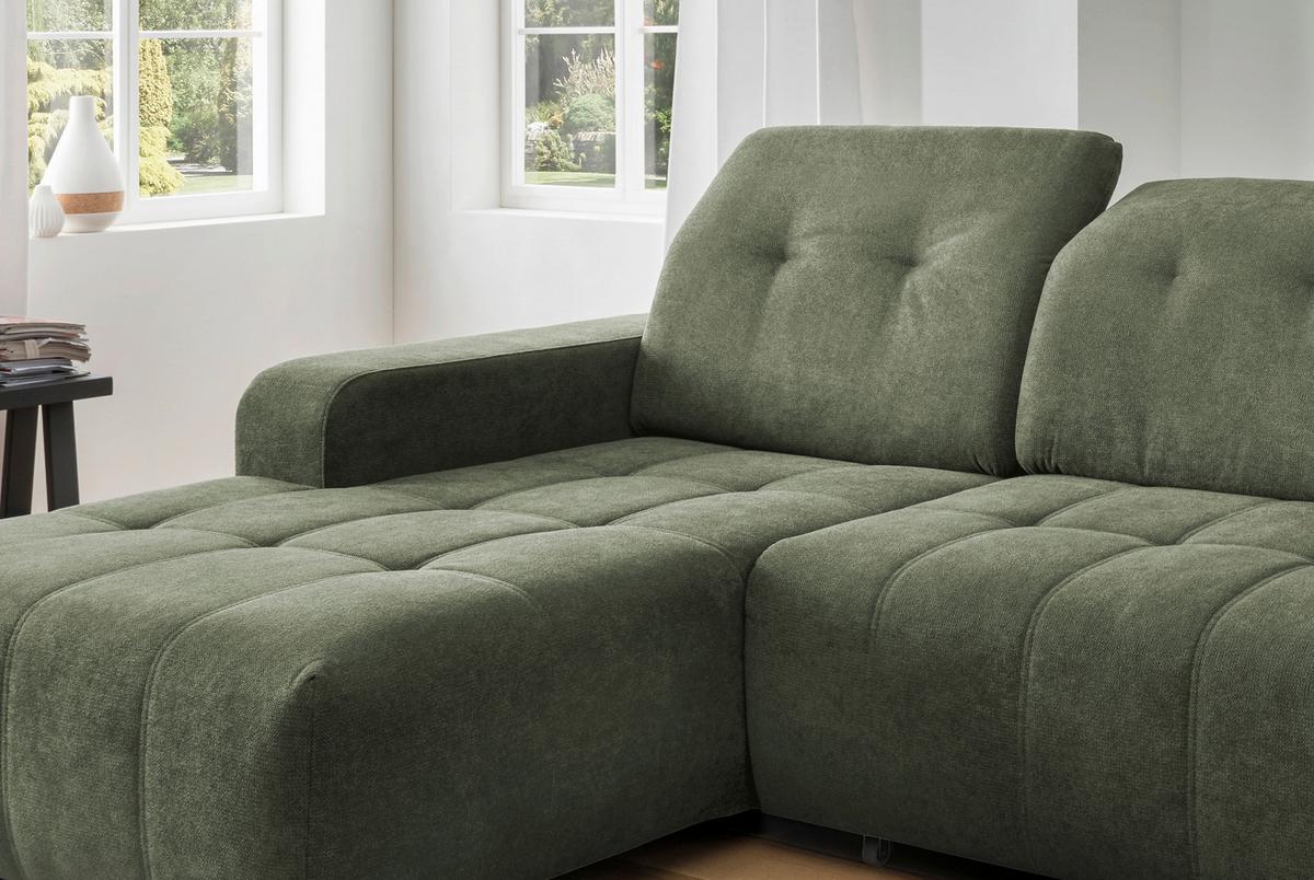 Ecksofa Vicari Dunkelgrün S: 292x185cm - Dunkelgrün/Schwarz, MODERN, Textil (292/185cm) - Livetastic