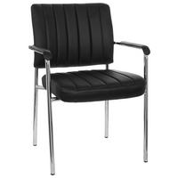 Besucherstuhl Somos Lederlook Schwarz/Chromfarben Bis 110 Kg - Chromfarben/Schwarz, MODERN, Textil/Metall (57/81/55cm) - MID.YOU