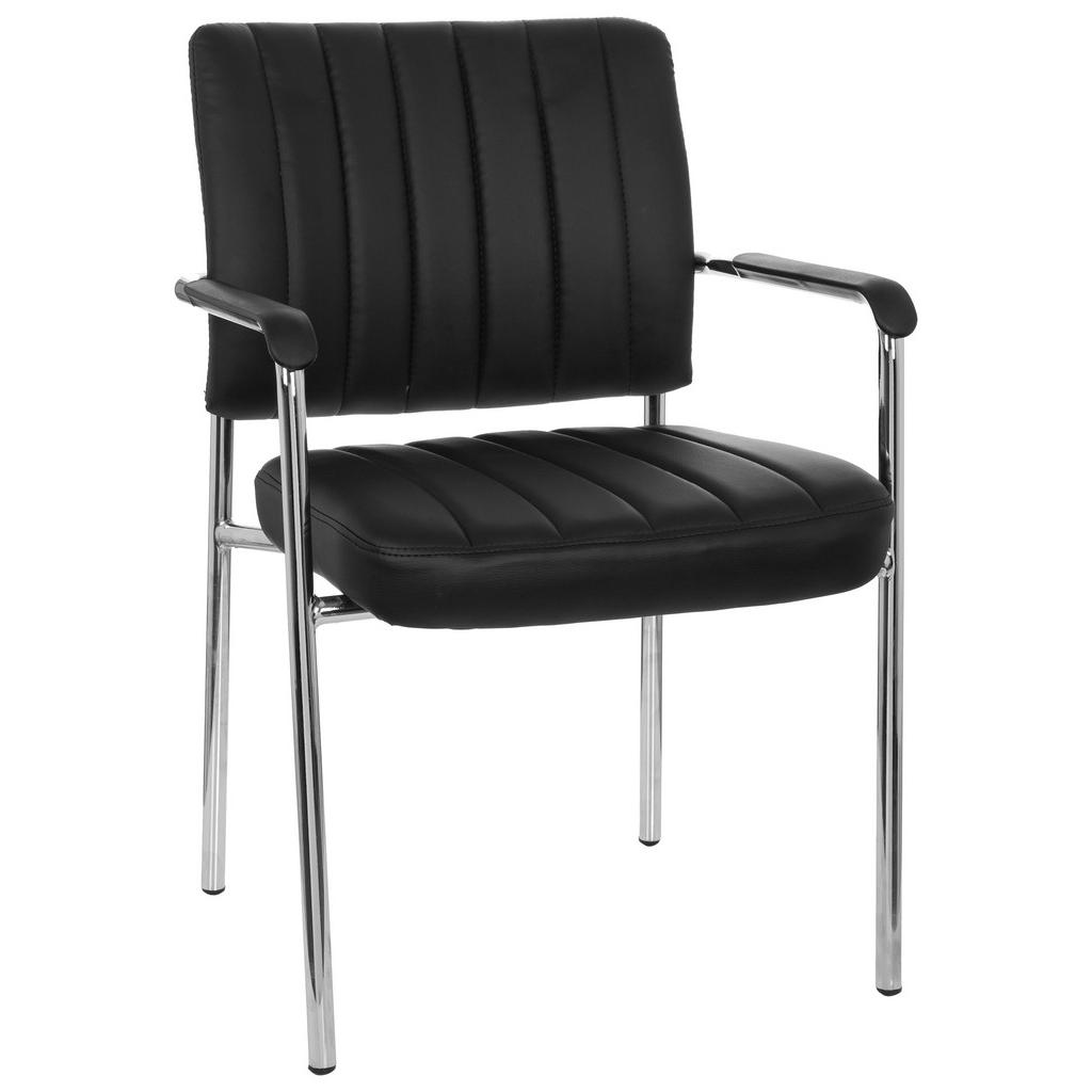 Besucherstuhl Somos Lederlook Schwarz/chromfarben Bis 110 Kg