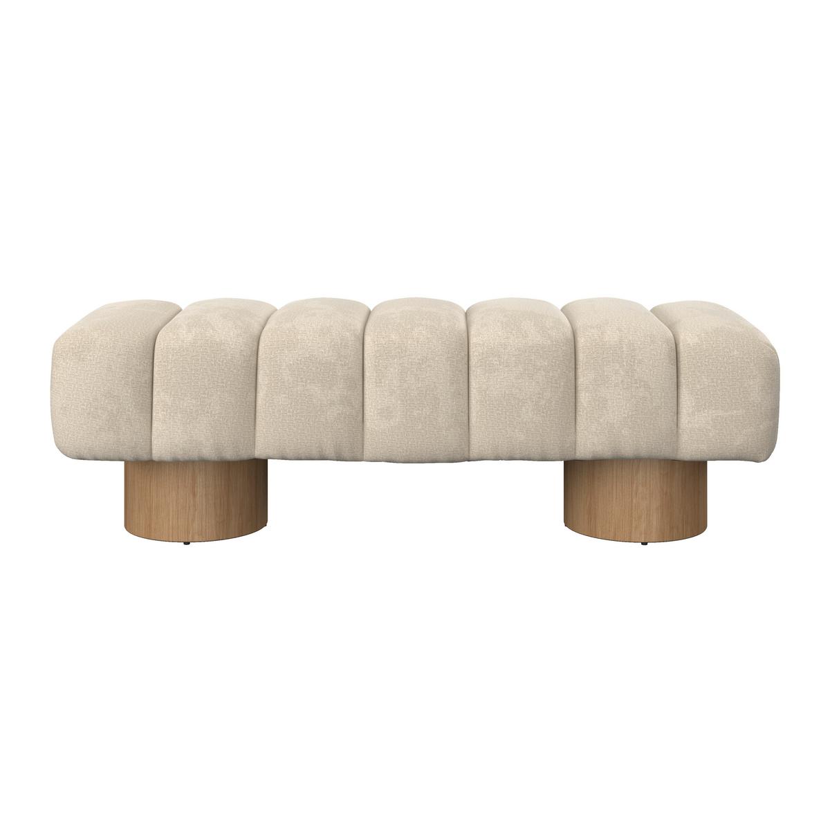 Sedací lavice ALINA, krémová žinylka - krémová/přírodní barvy, Moderní, dřevo/kompozitní dřevo (140/45/45cm) - Bessagi Home