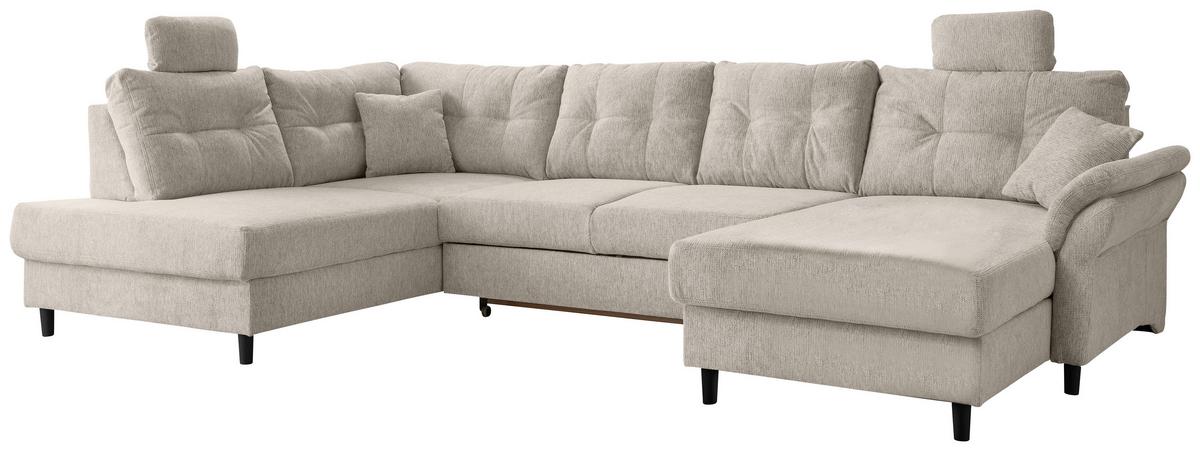 Wohnlandschaft Brizzini Beige U: 206x338x176 cm - Beige/Schwarz, MODERN, Textil (206/338/176cm) - Livetastic