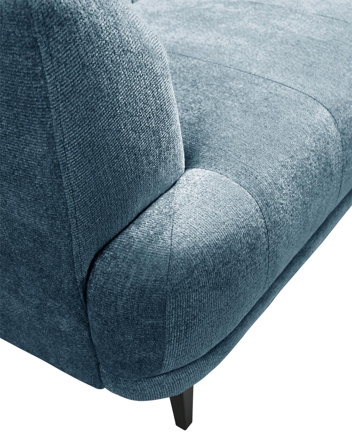 3-Sitzer-Sofa Lou Blau/Schwarz, 226 cm - Blau/Schwarz, Design, Textil (226/77/106cm) - MID.YOU