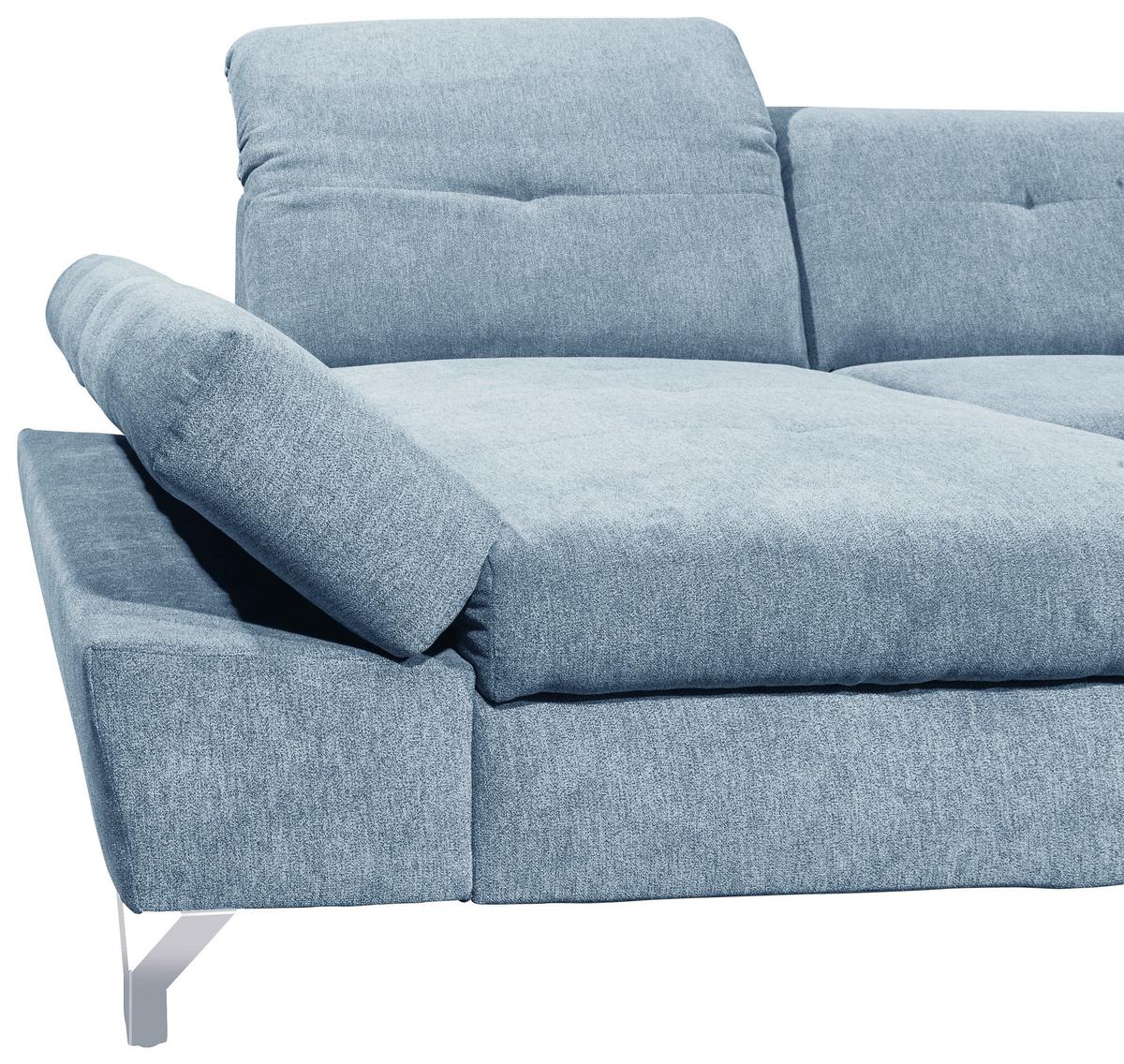Ecksofa Melfi Blau U: 168 Cm - Blau/Silberfarben, MODERN, Textil (168/350/245cm) - MID.YOU