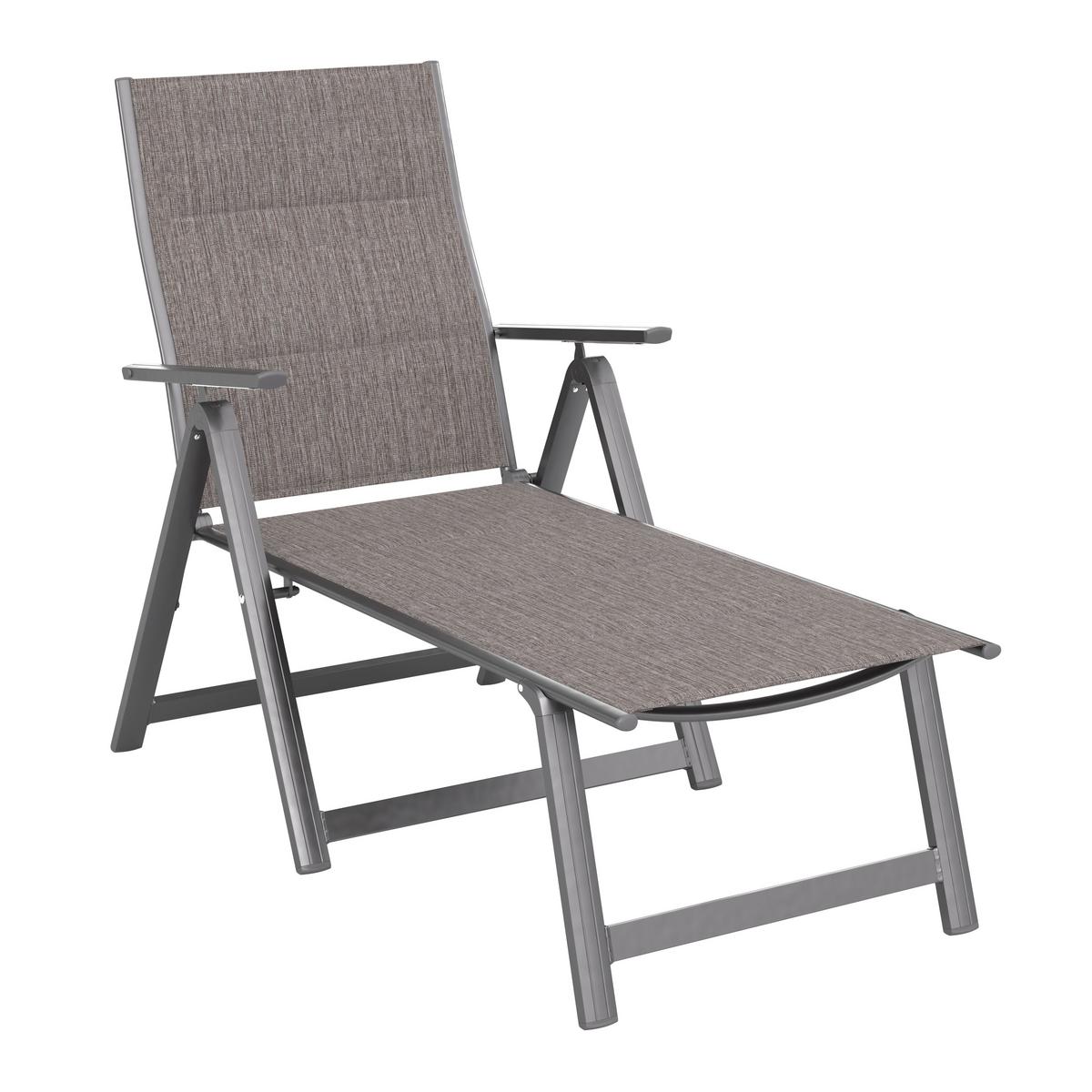 Sonnenliege Verena New Metall/Textil verstellbar - Dunkelgrau, MODERN, Textil/Metall (70/103/146cm) - Beldano