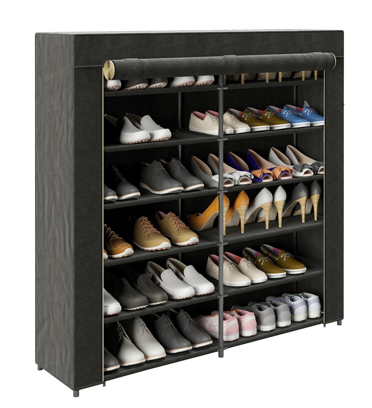 Schuhschrank Tracy Schwarz B: 113 Cm - Schwarz, Basics, Textil/Metall (113/108/28cm) - Playboy