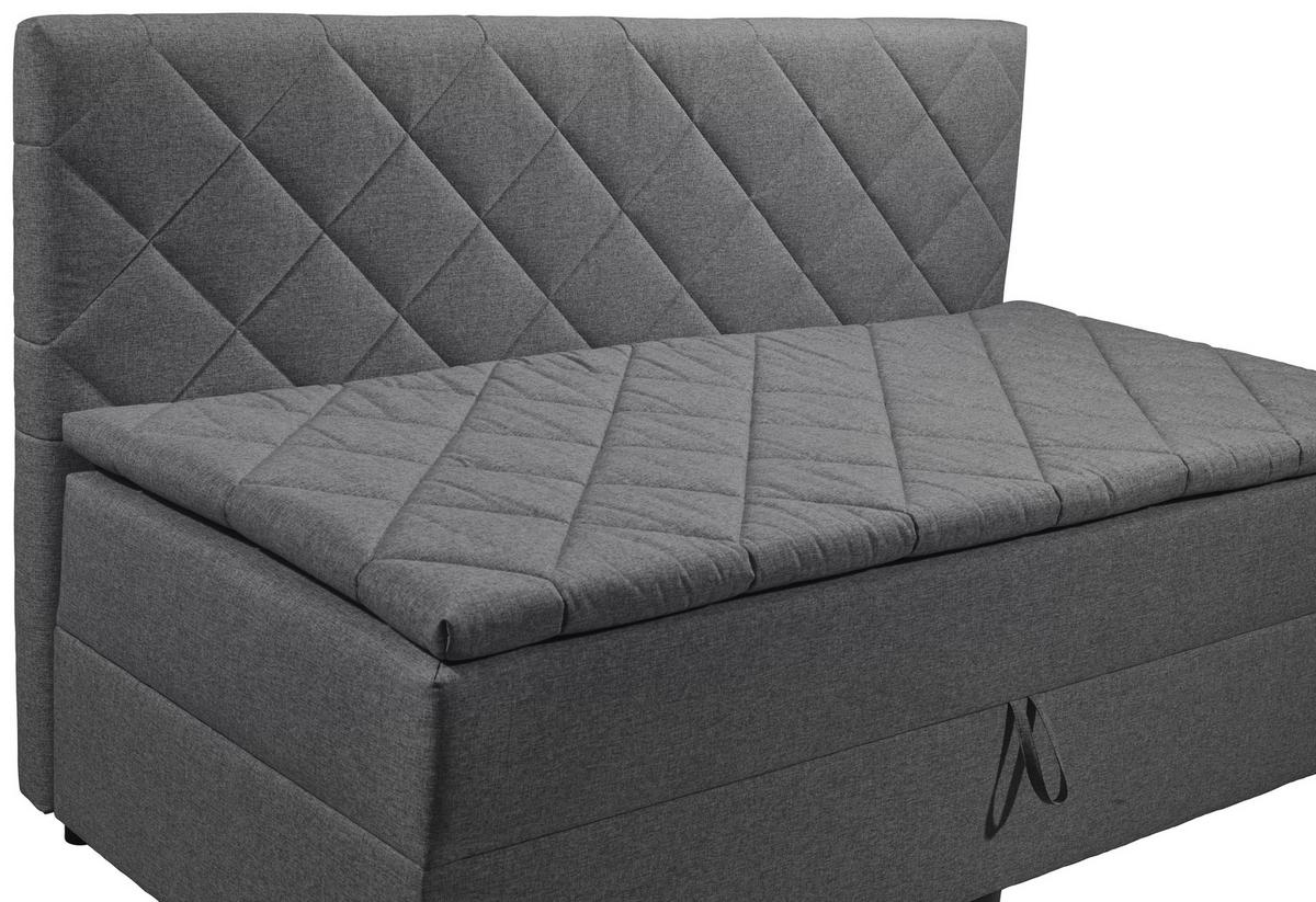 Boxspringbett Mit Topper 90x200 Luca - Schwarz/Graphitfarben, KONVENTIONELL, Textil (90/200cm) - Carryhome