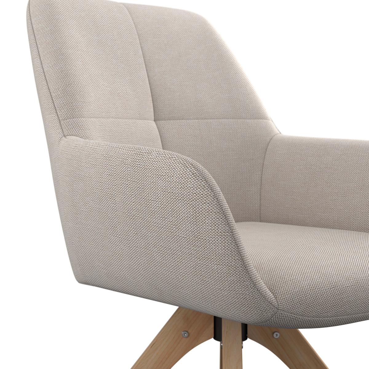 Armlehnstuhl Woody Webstoff beige, B: 64 cm - Beige/Naturfarben, Trend, Holz/Textil (64/83/61cm)