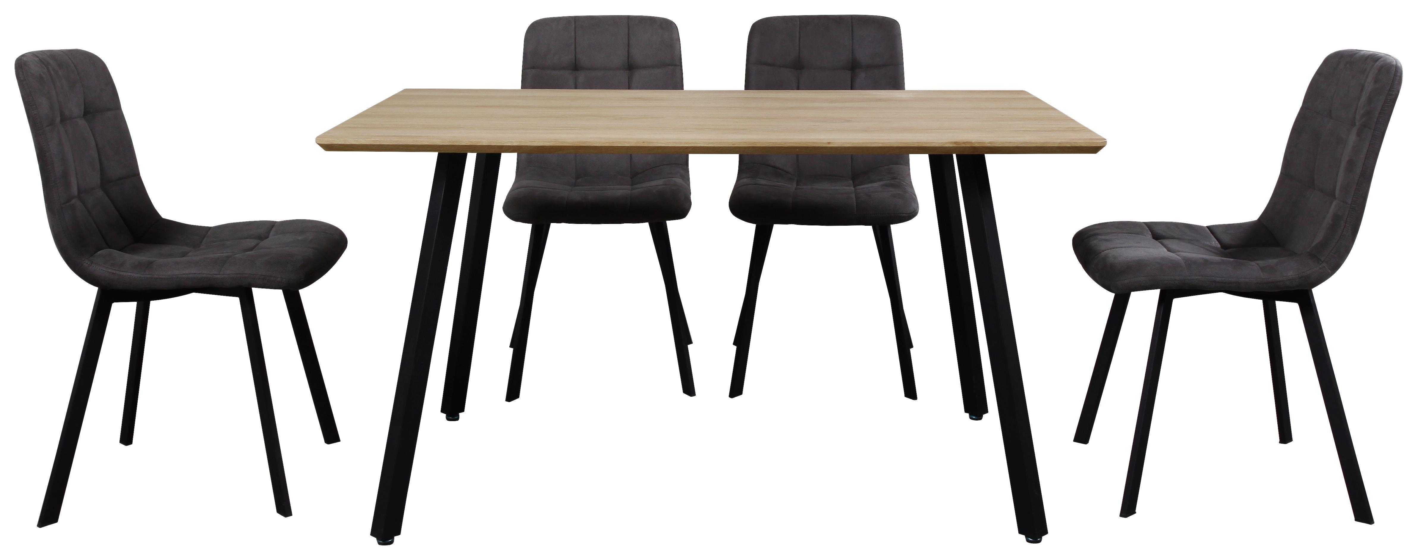 Tischgruppe Lech - Eichefarben/Schwarz, MODERN, Holzwerkstoff/Textil (140/47/76/89/80/58cm)