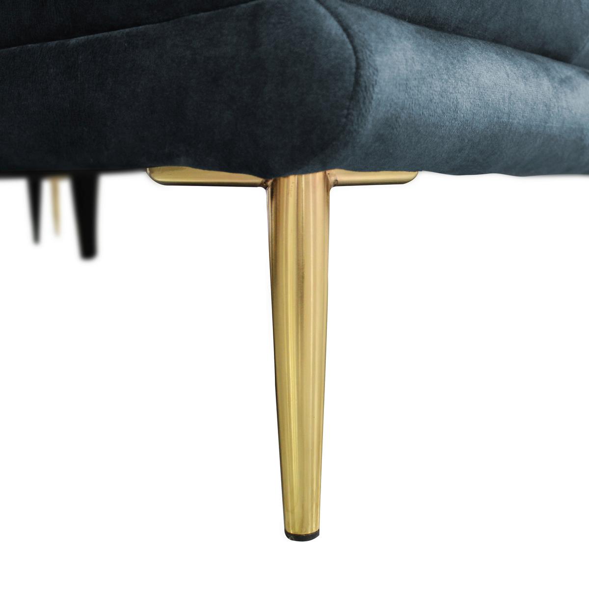 Ecksofa Whisper Blau S: 264x196 cm - Blau/Goldfarben, Design, Textil (264/196cm) - MID.YOU